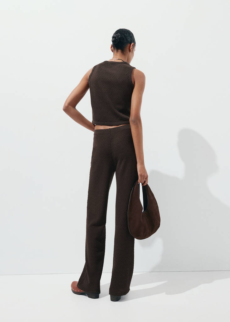 Straight knitted trousers — Brown