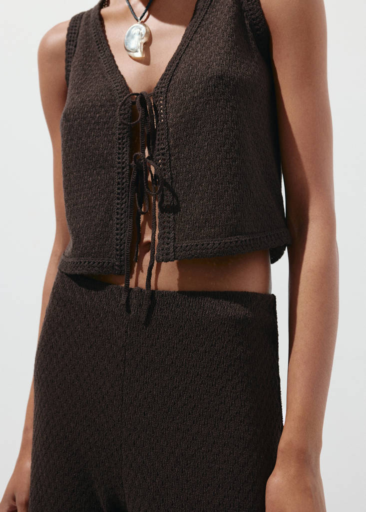 Straight knitted trousers — Brown