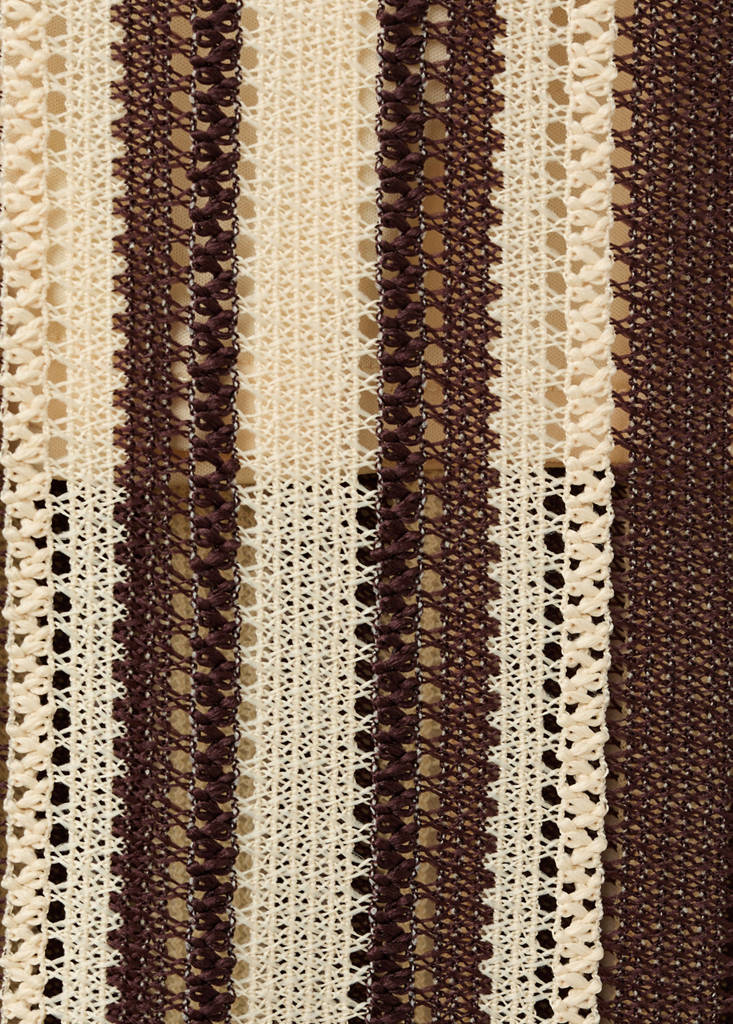 Striped openwork knit pants — Brown