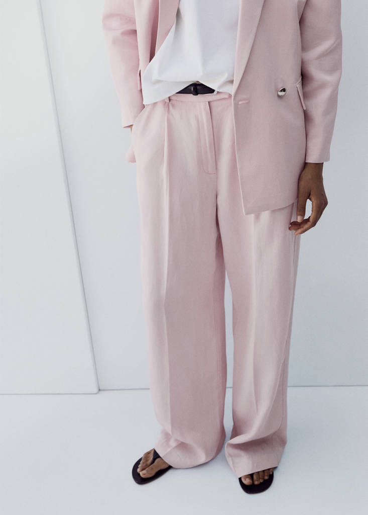 Straight-fit linen suit trousers — Light/Pastel Purple