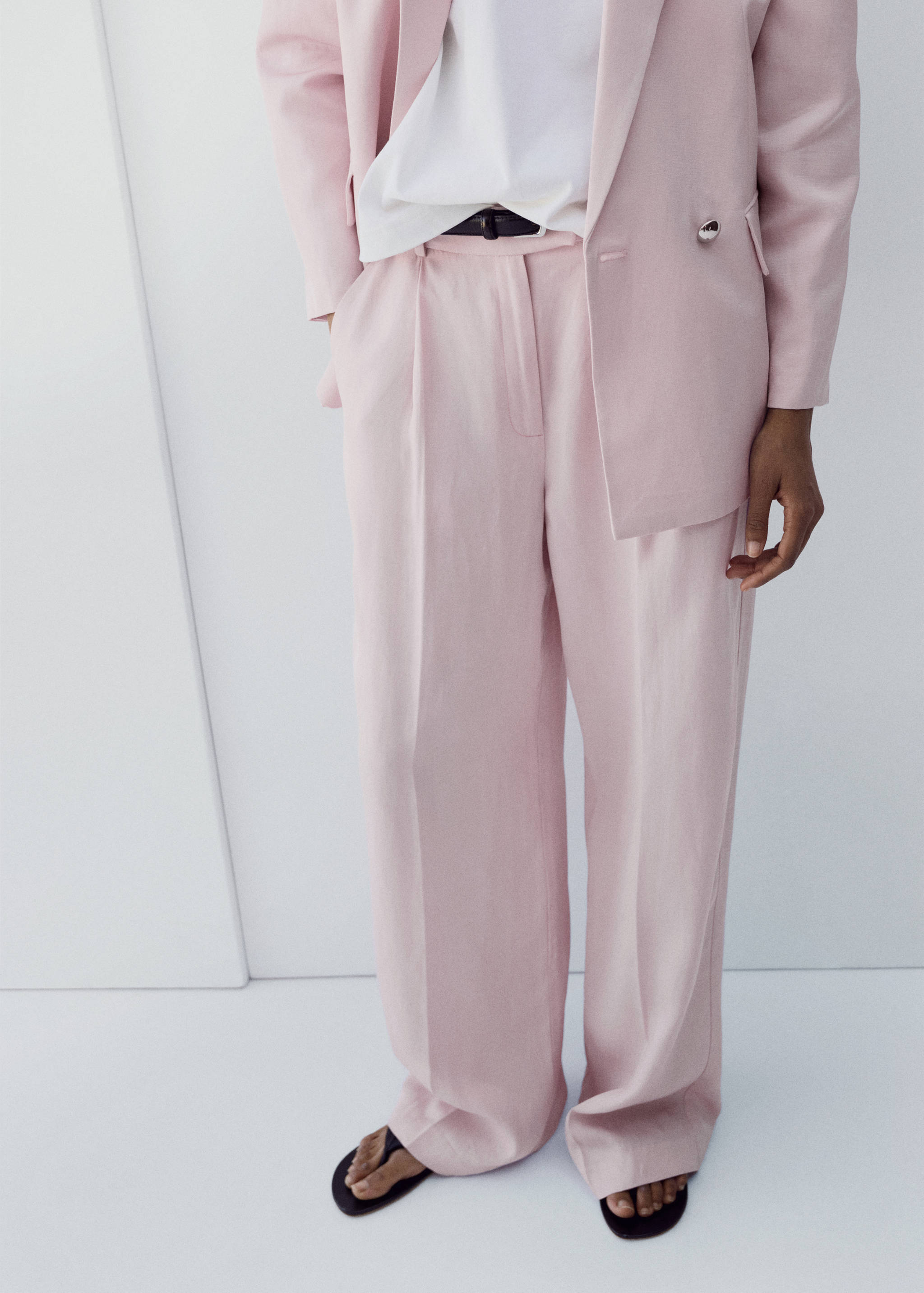 Straight-fit linen suit trousers - Medium plane