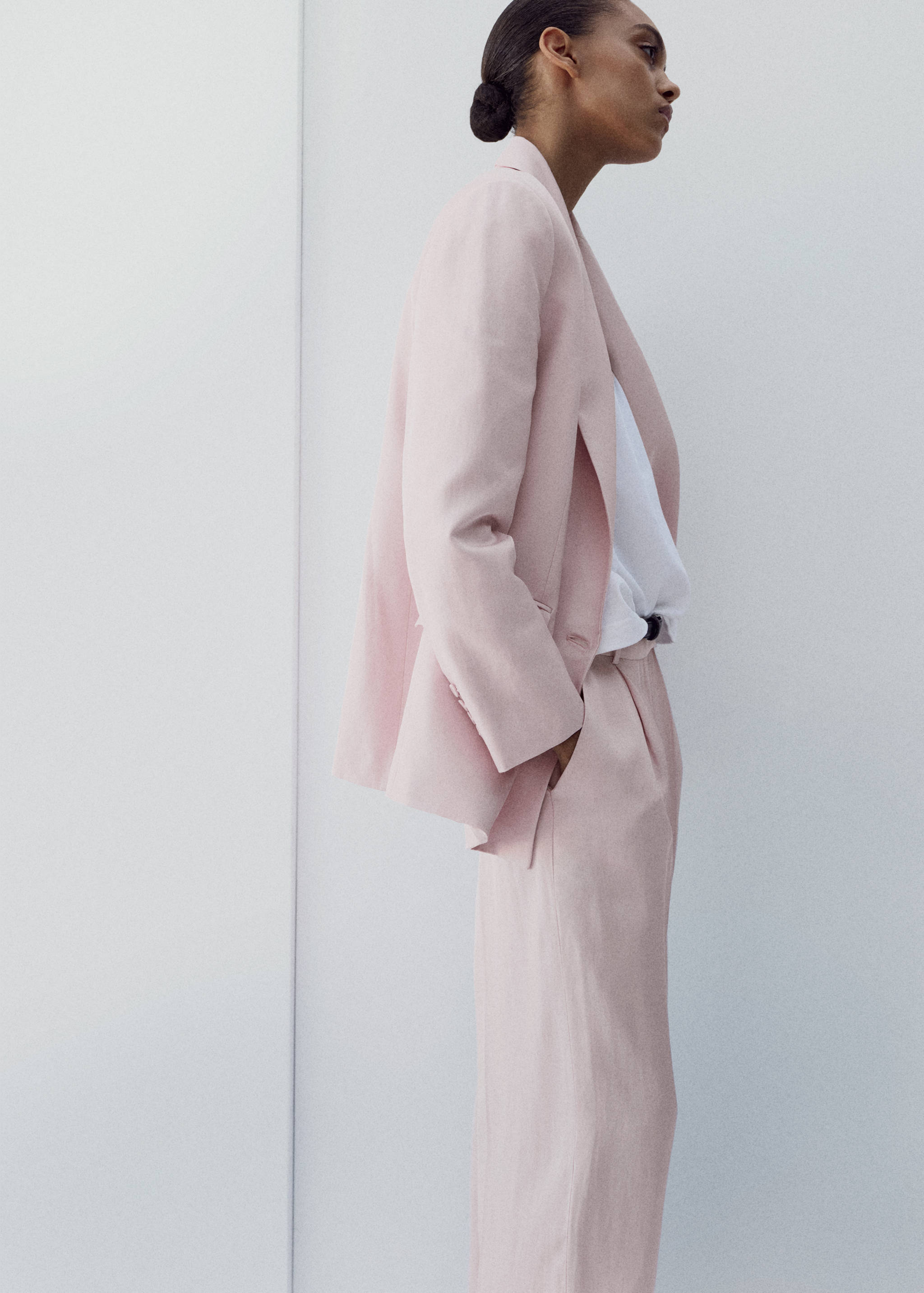 Straight-fit linen suit trousers - Details of the article 1