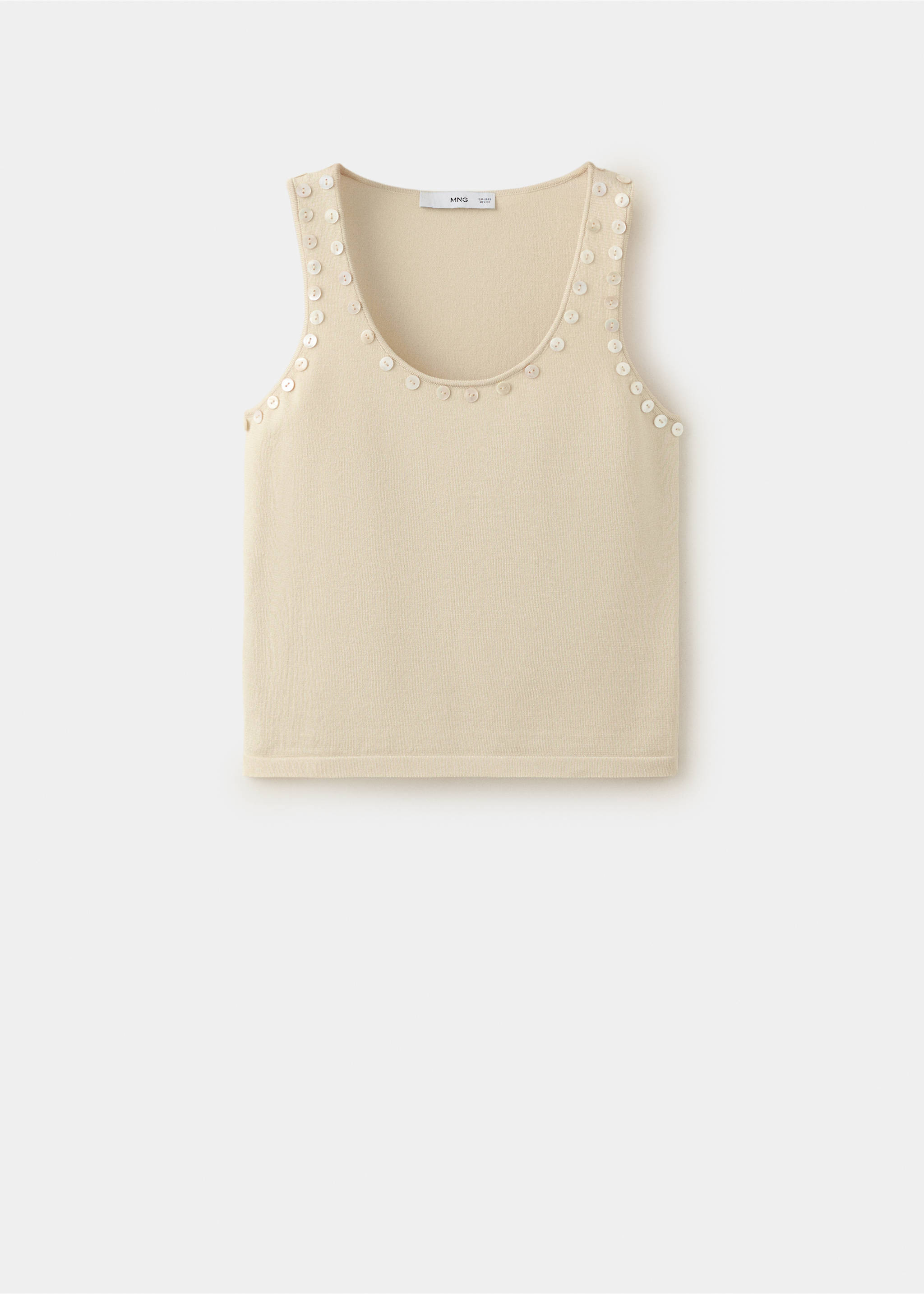Sleeveless top with decorative buttons - Article without model, Ecru. Ref: 27059060-00.