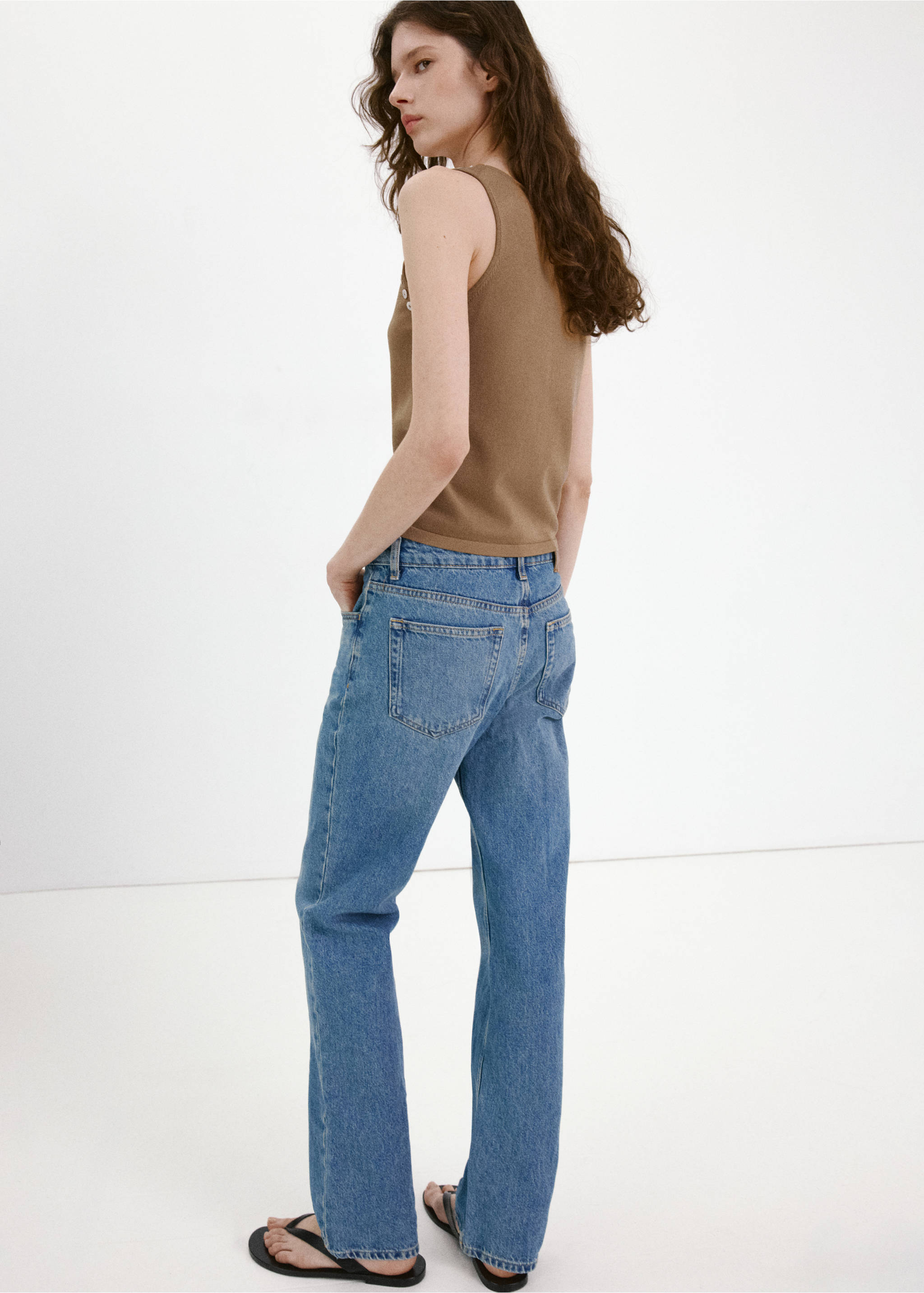 Sleeveless top with decorative buttons - Reverse of the article, Caramel. Ref: 27059060-00.