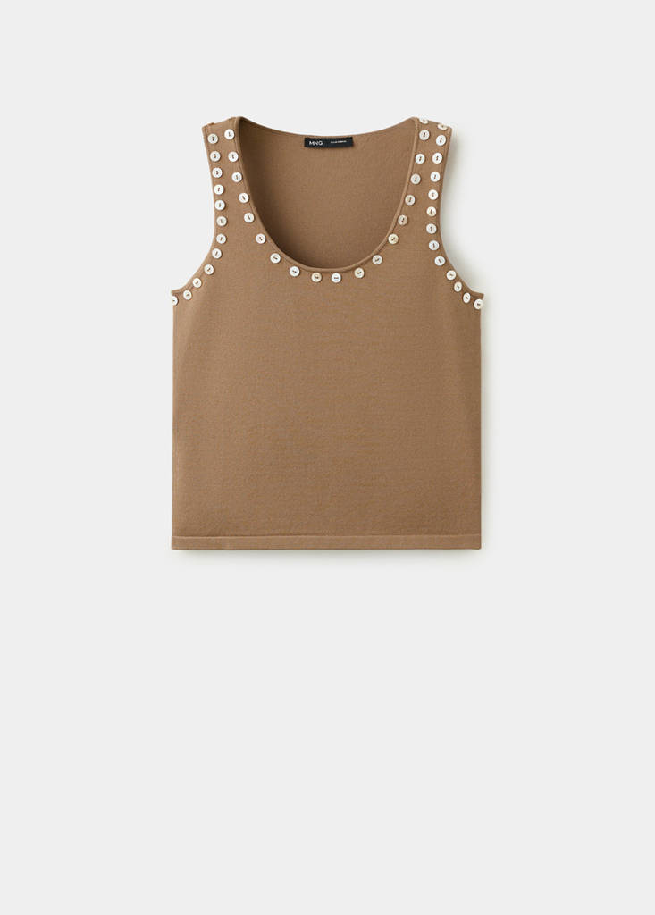 Sleeveless top with decorative buttons — Caramel