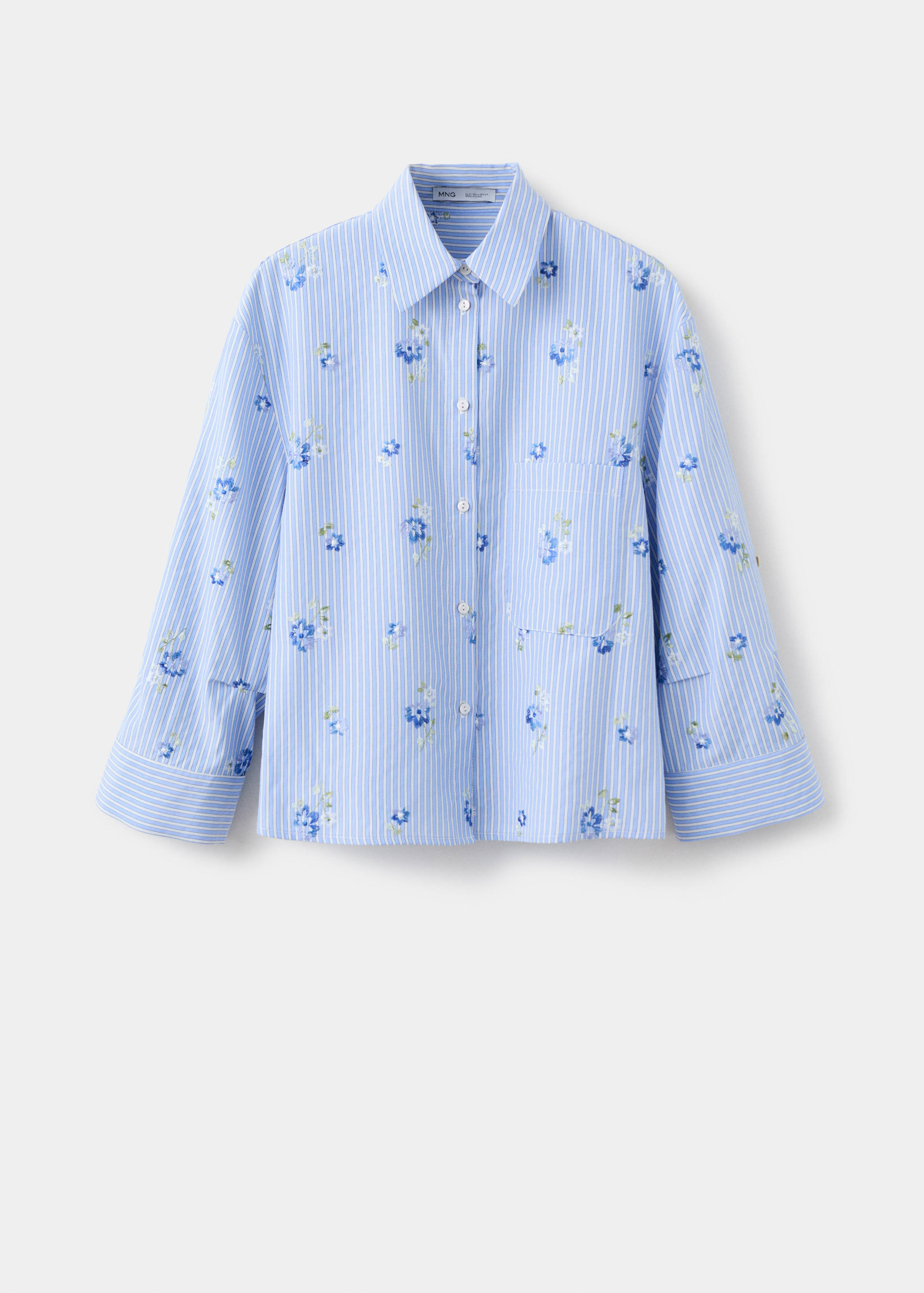 Flower embroidered striped shirt - Article without model