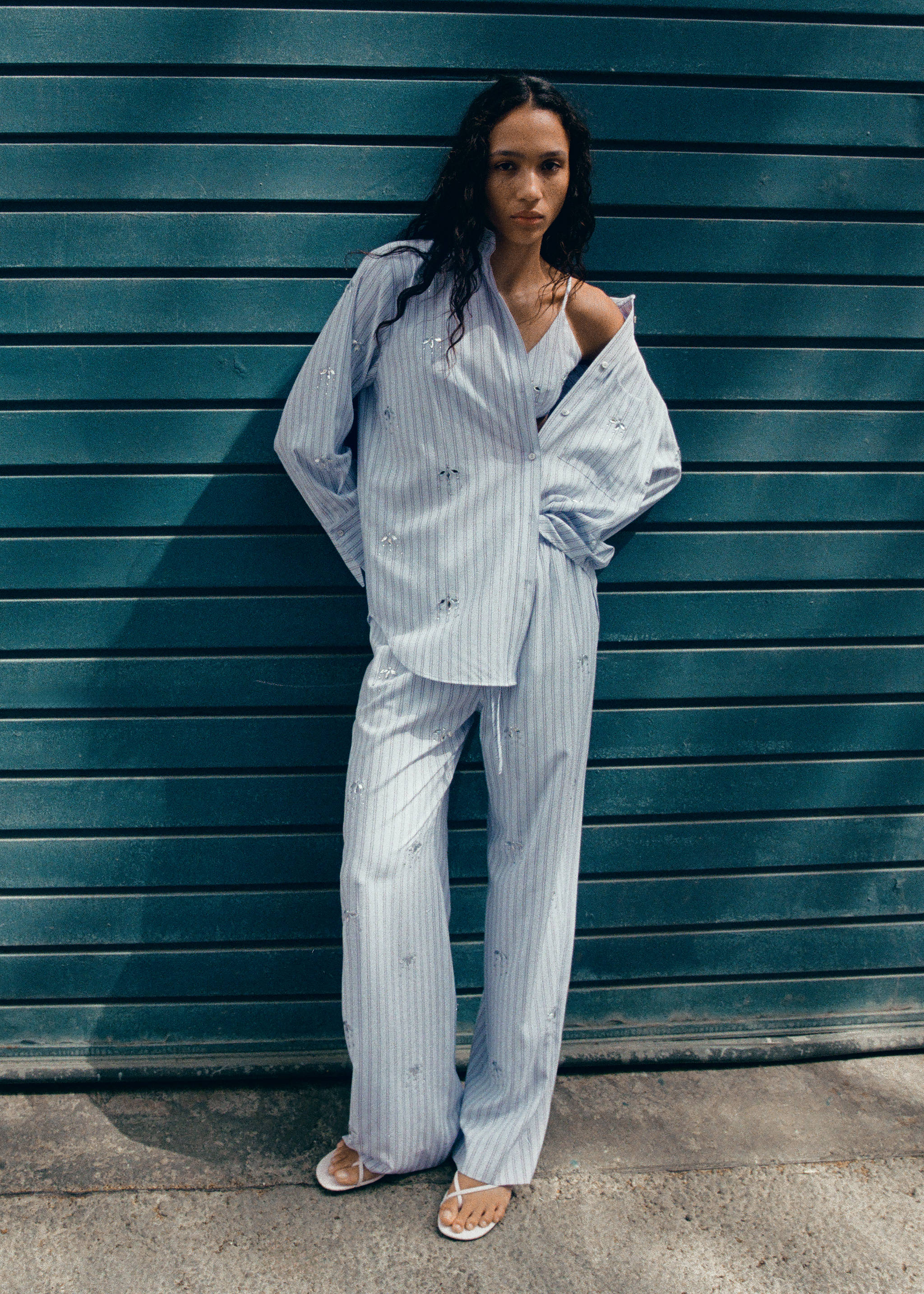 Striped shirt with rhinestone detail - General plane