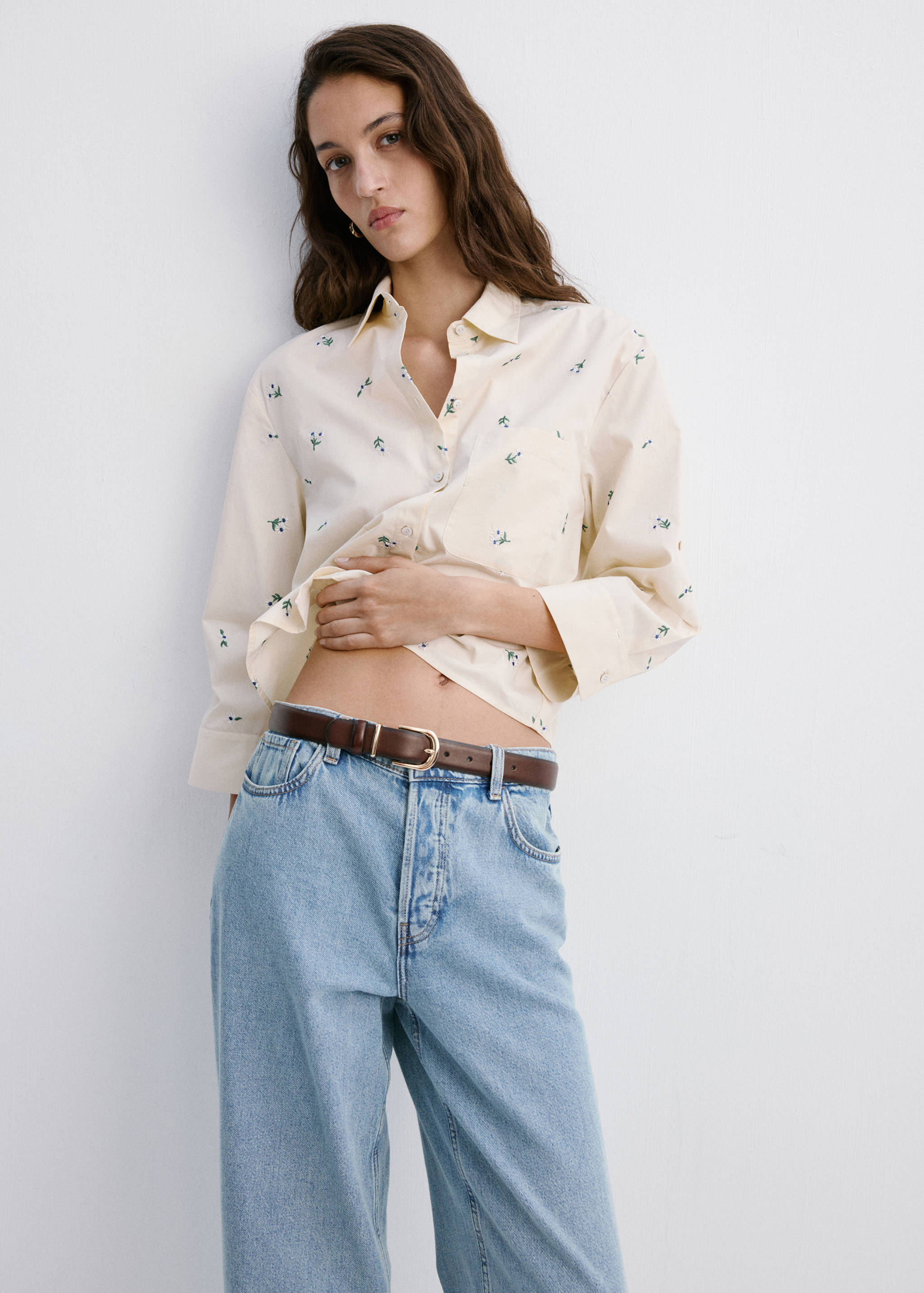 Embroidered cotton shirt - Medium plane