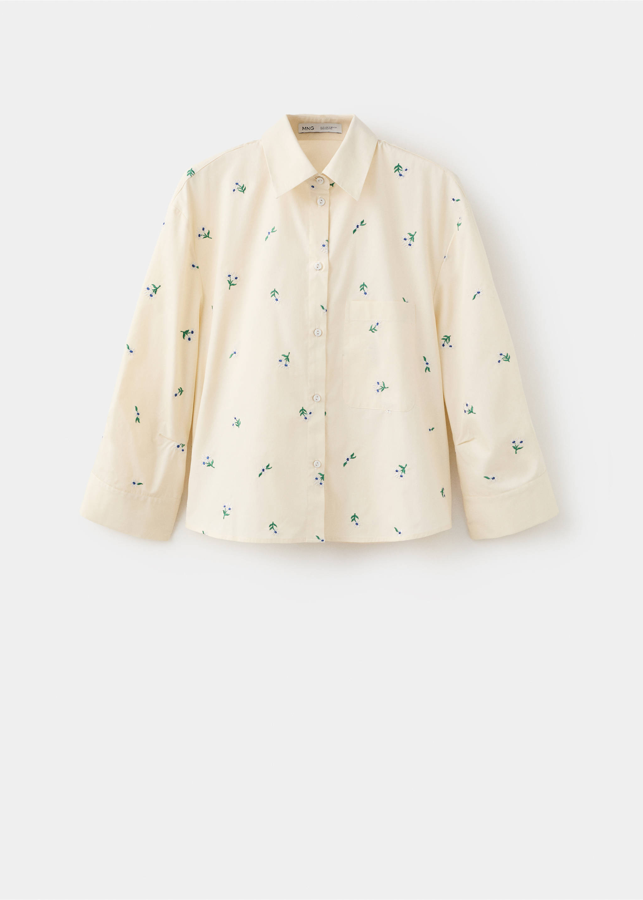 Embroidered cotton shirt - Article without model, Pastel Yellow. Ref: 27059064-00.
