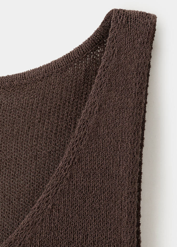 Knitted top with knot detail — Chocolate