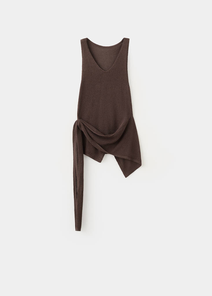 Knitted top with knot detail — Chocolate