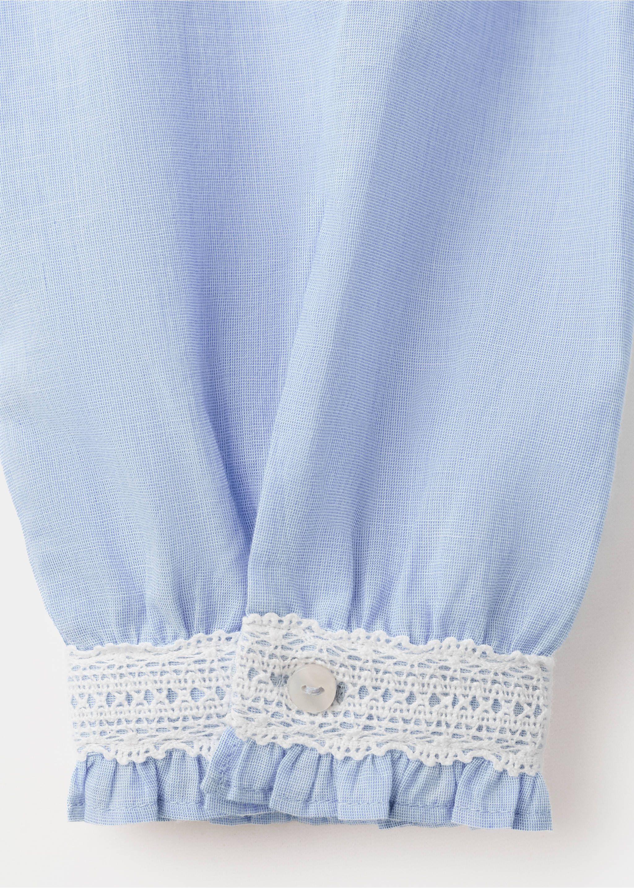 Embroidered blouse with scalloped details - Details of the article 0, Sky Blue. Ref: 27059066-00.