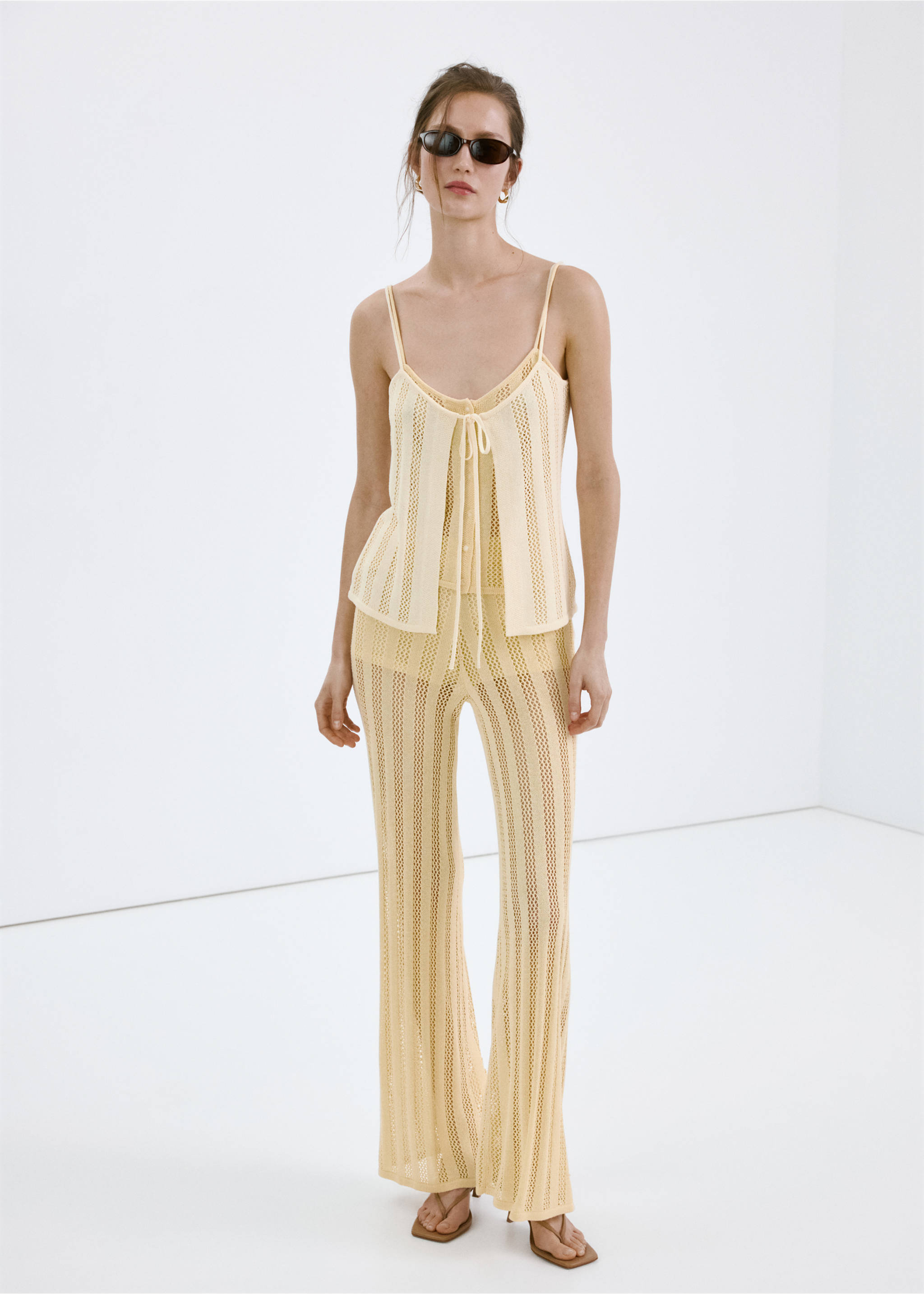 Openwork details knit top - General plane, Pastel Yellow. Ref: 27059067-00.