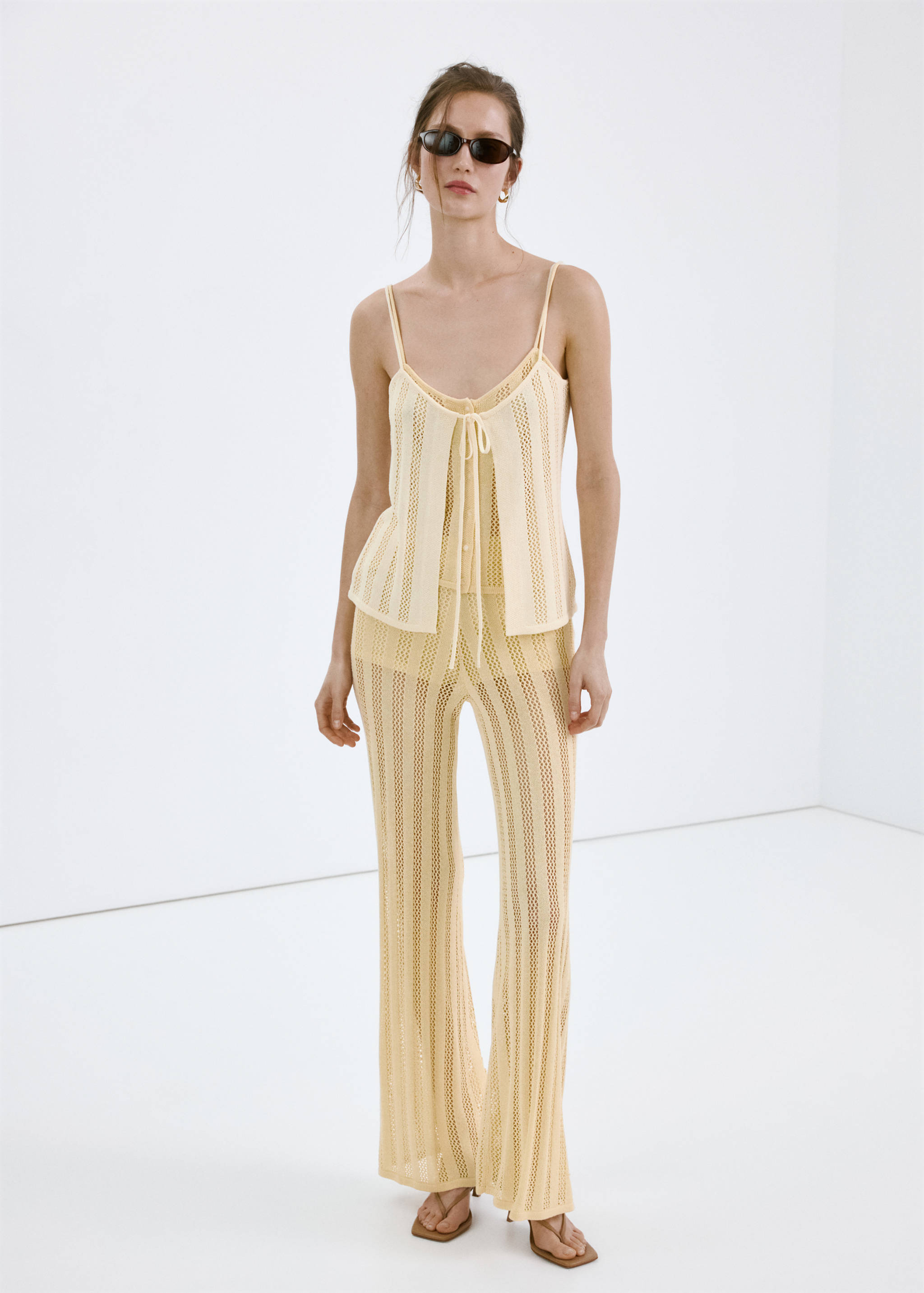 Openwork details knit top - General plane