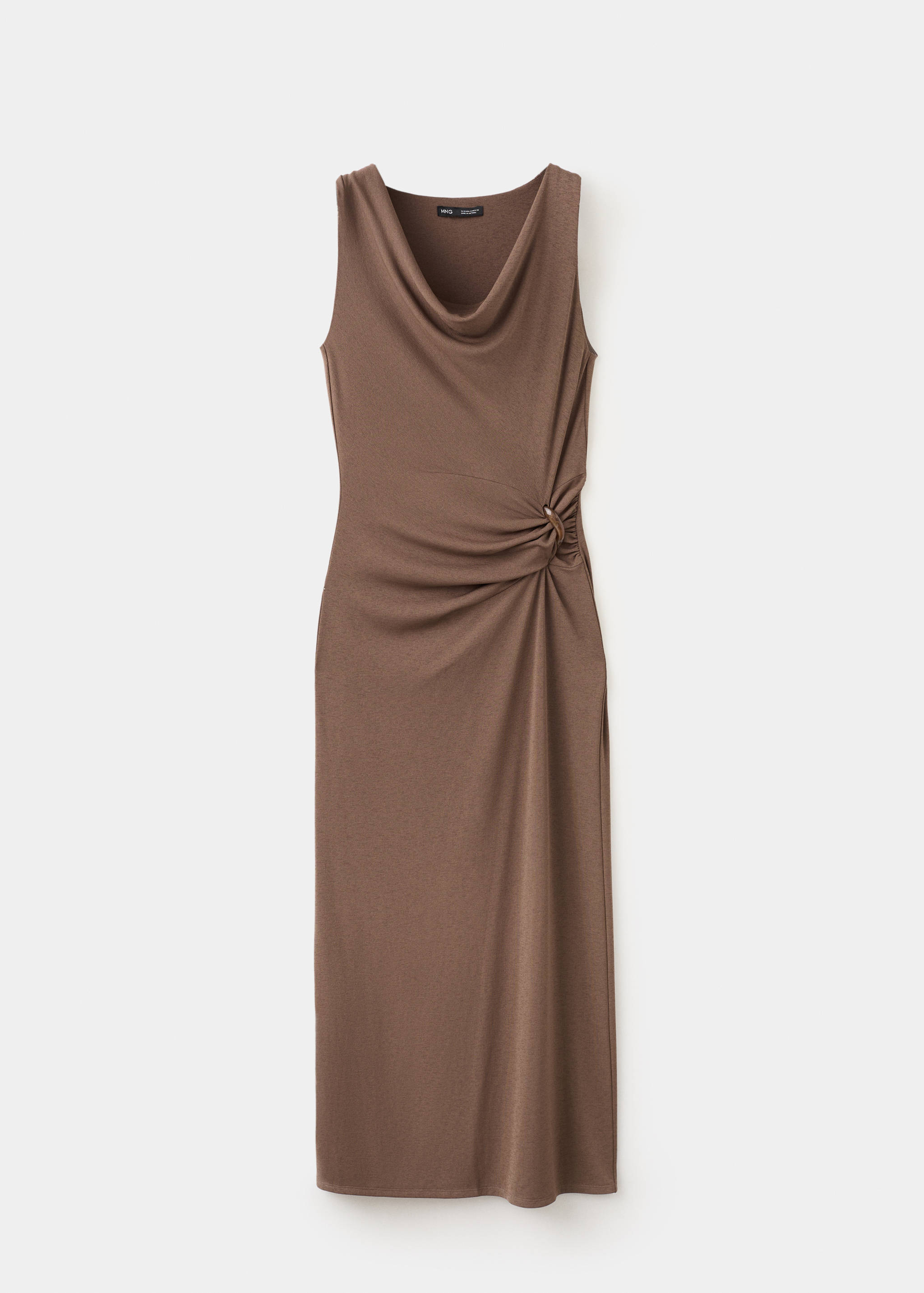 Draped neck dress with side ruching - Article without model