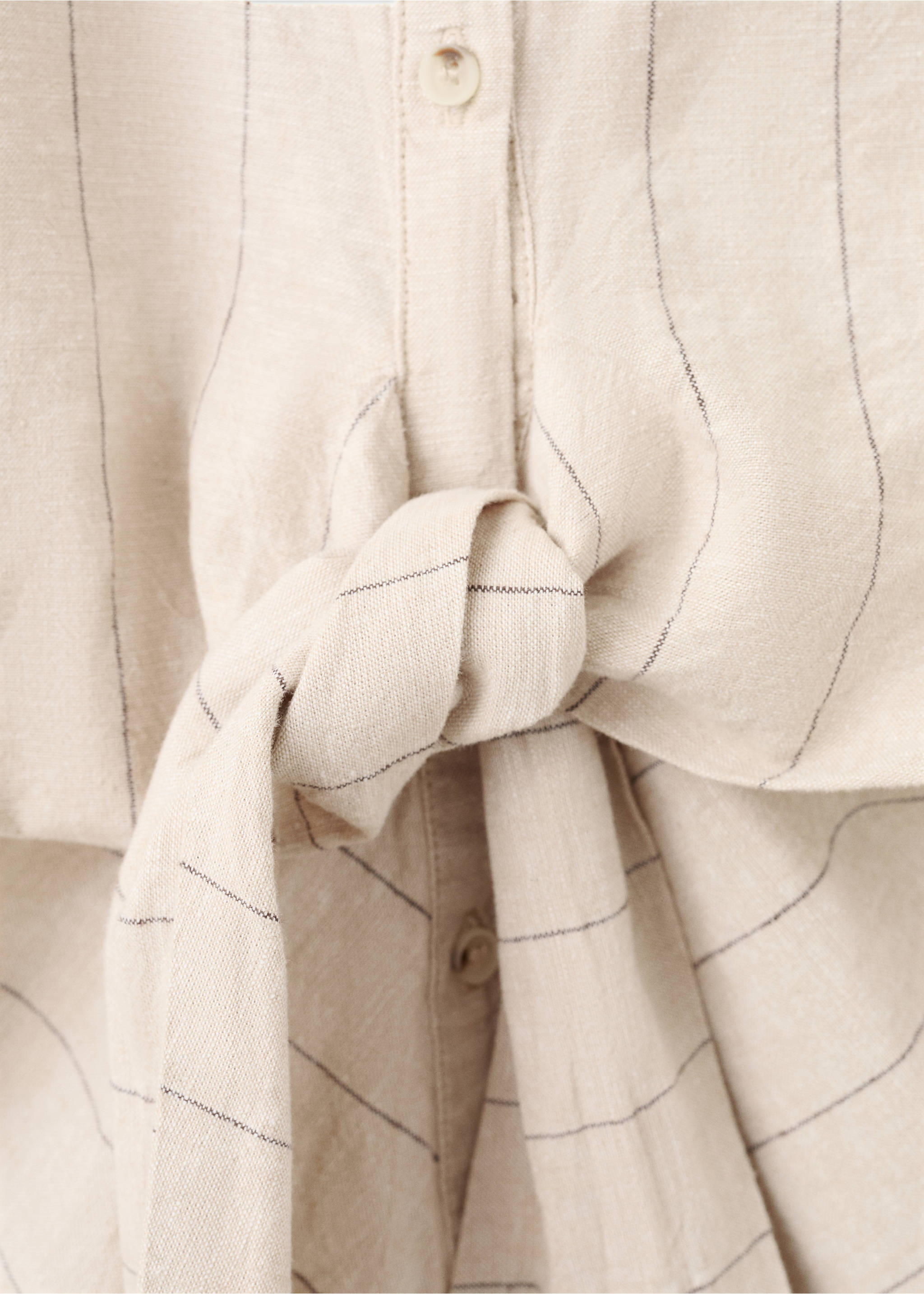Linen pinstripe shirt - Details of the article 0, Brown. Ref: 27059071-00.