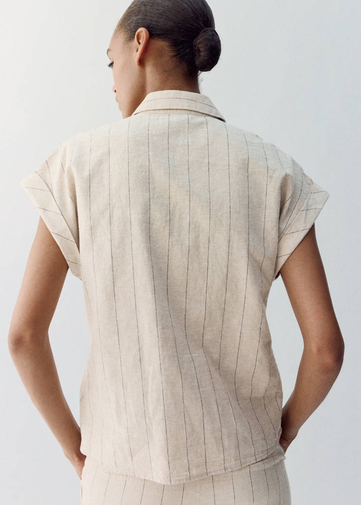 Linen pinstripe shirt — Brown