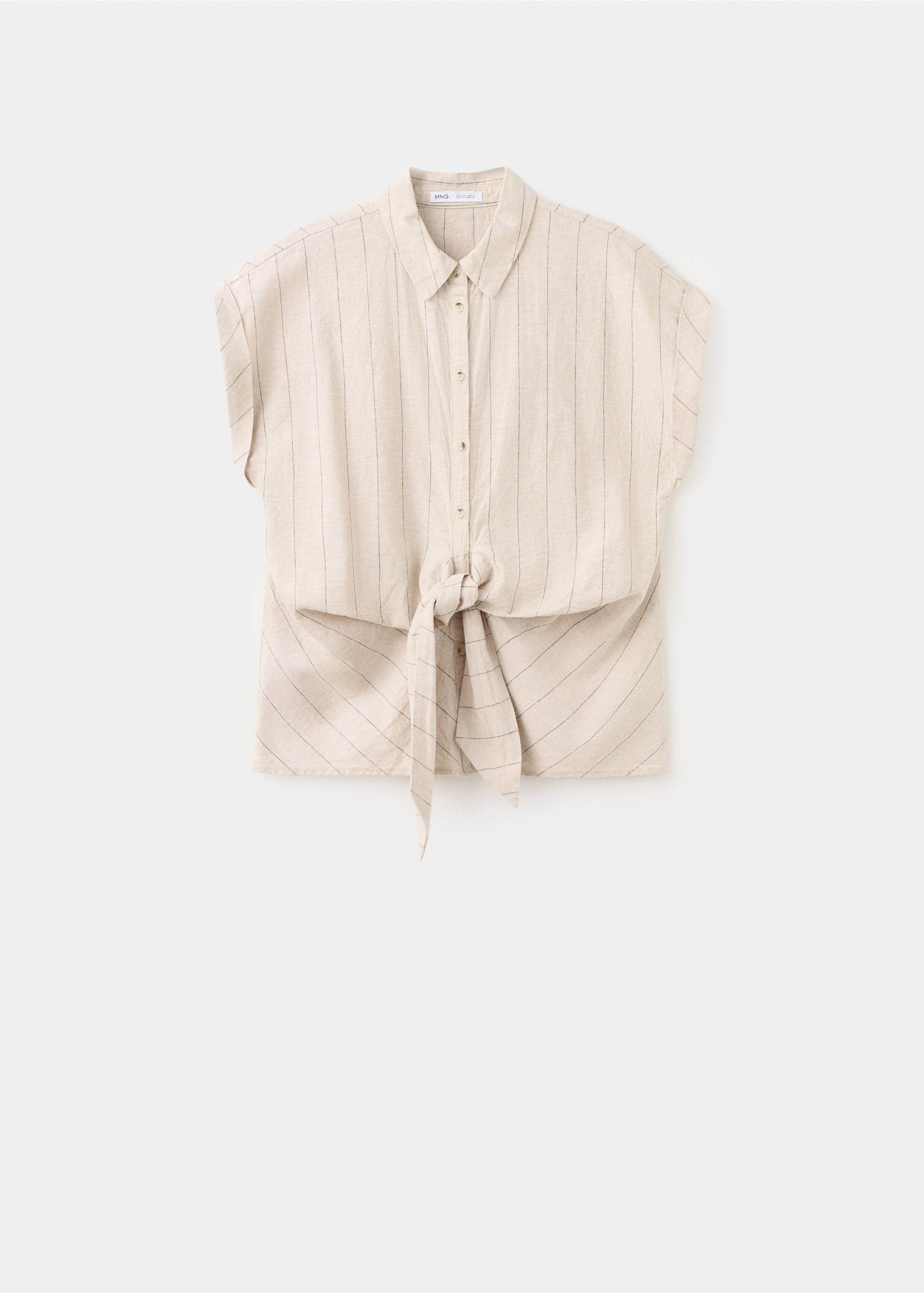 Linen pinstripe shirt - Article without model, Brown. Ref: 27059071-00.