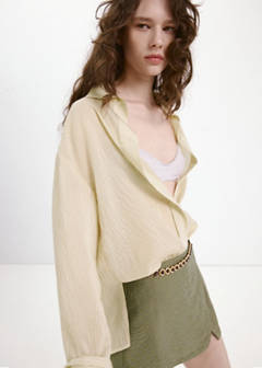 Striped lyocell shirt — Green 4