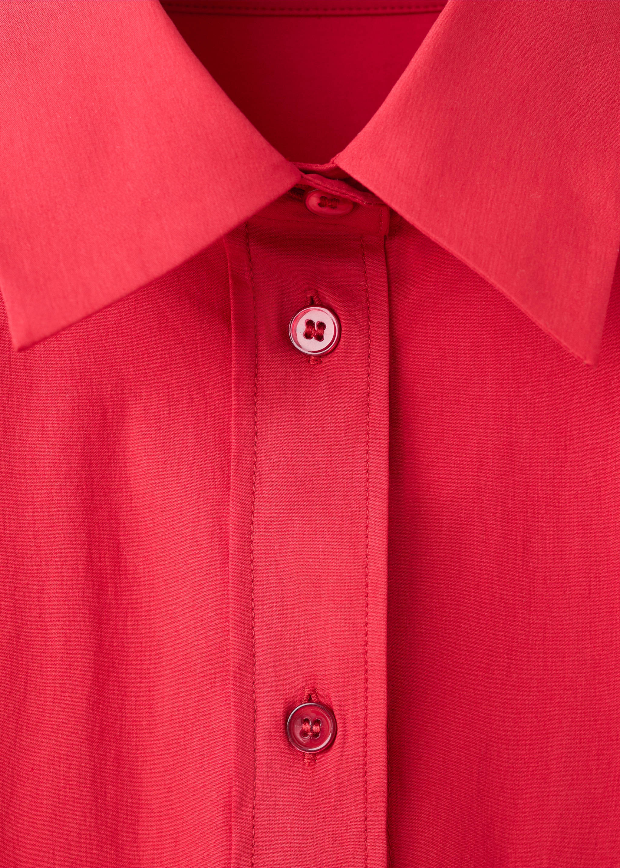 Poplin shirt with pocket - Details of the article 8, Red. Ref: 27059073-00.