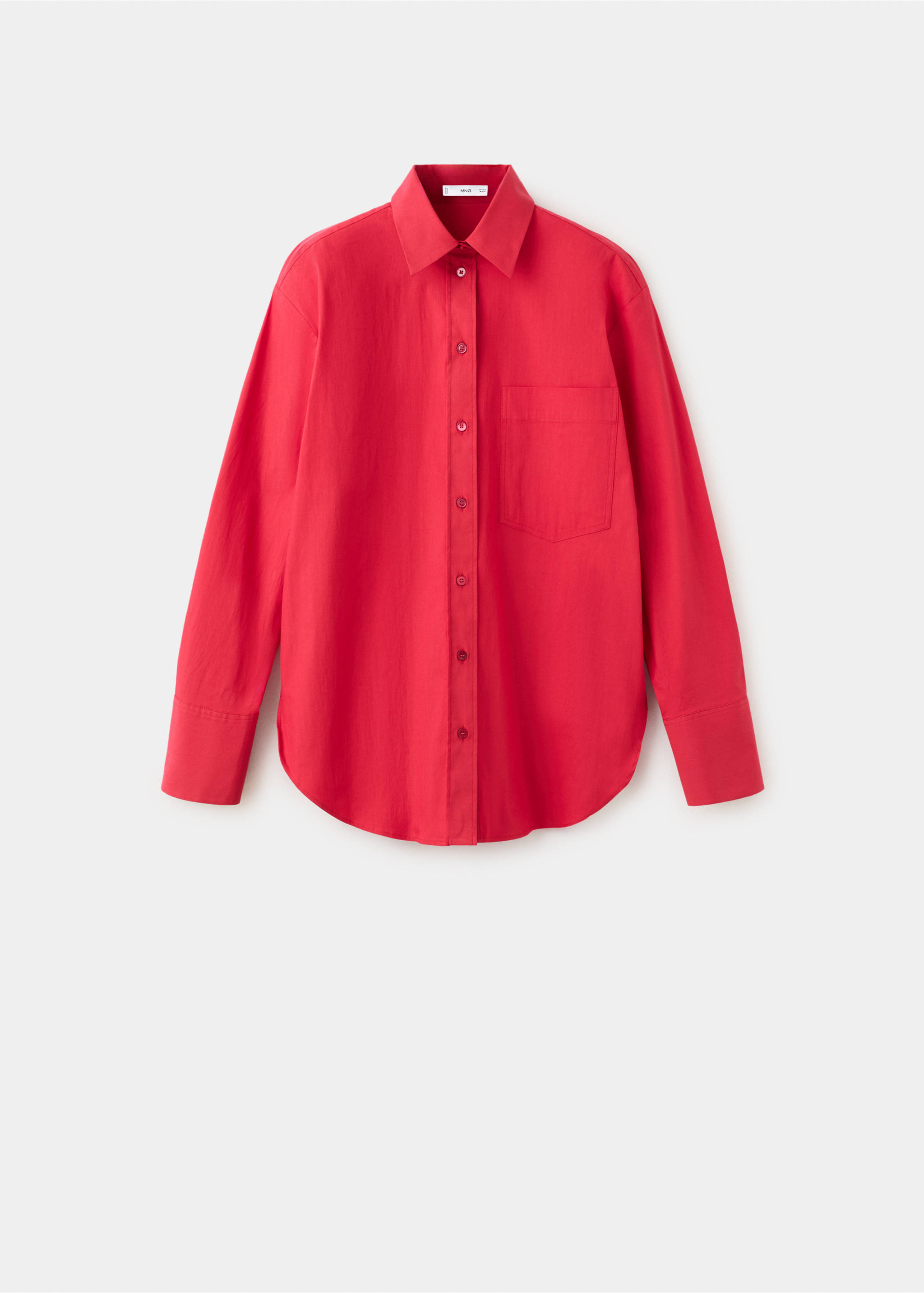 Poplin shirt with pocket - Article without model, Red. Ref: 27059073-00.
