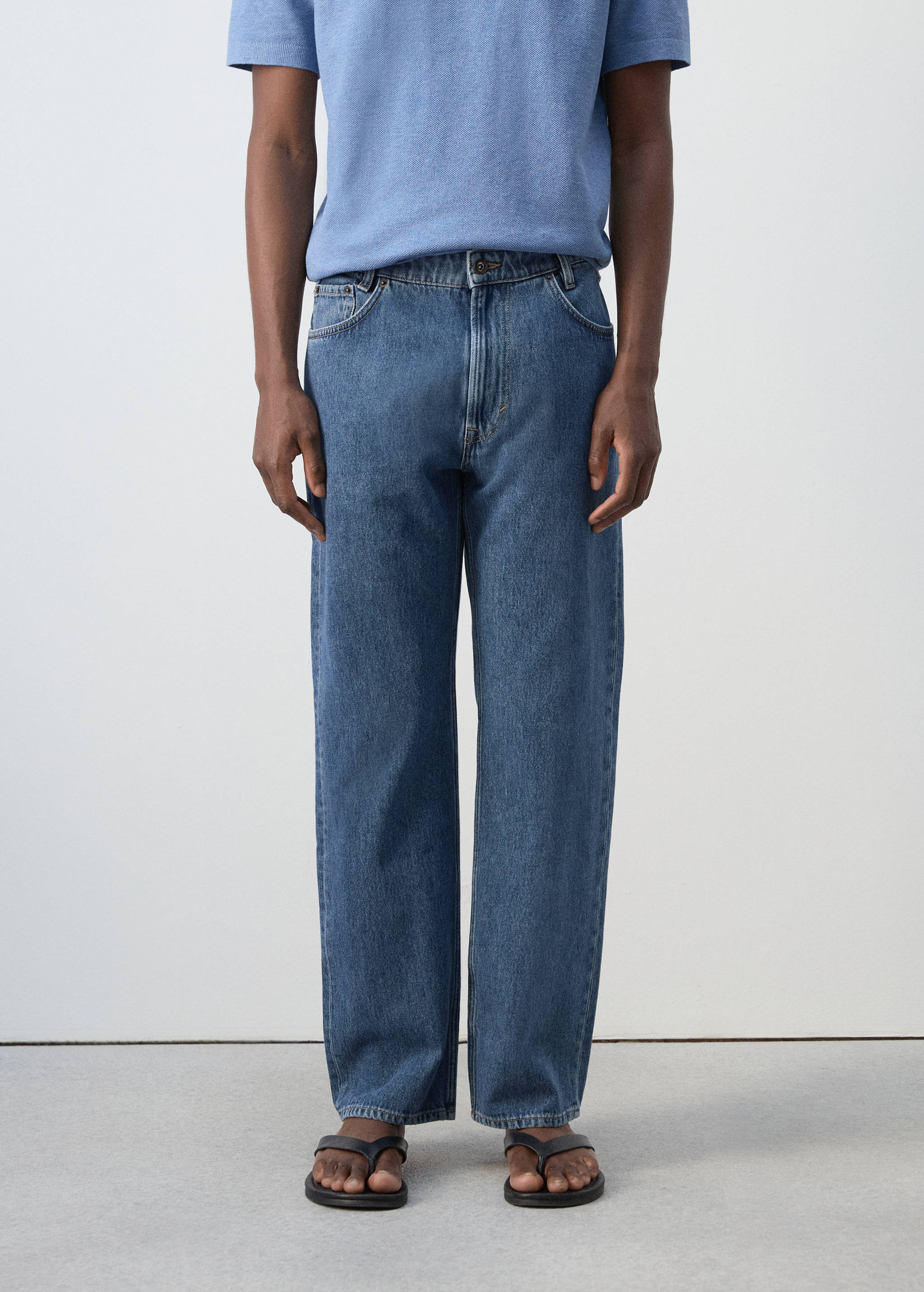 100% cotton regular fit jeans - Medium plane