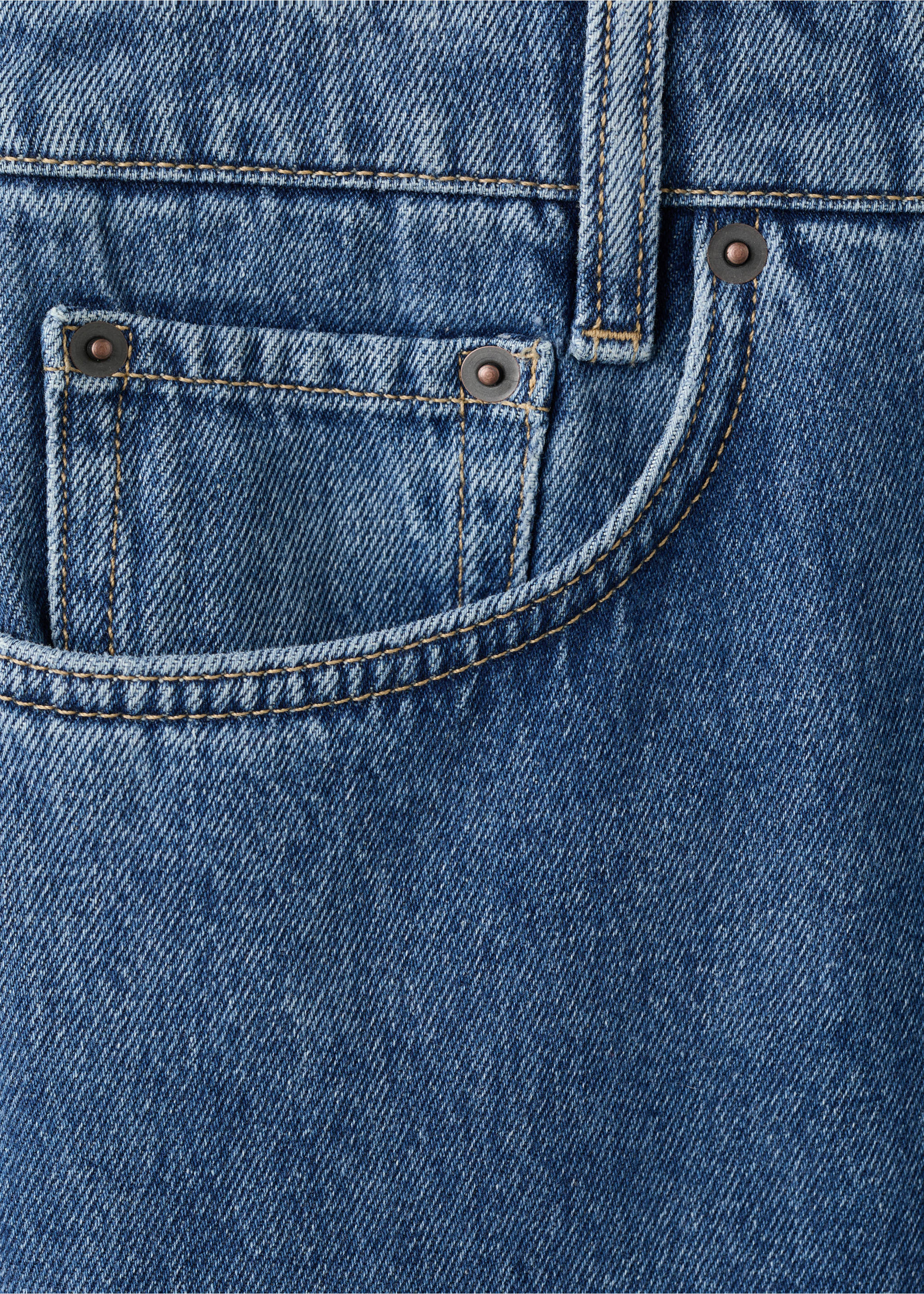 100% cotton relaxed fit jeans - Details of the article 8, Dark Blue. Ref: 27059207-00.