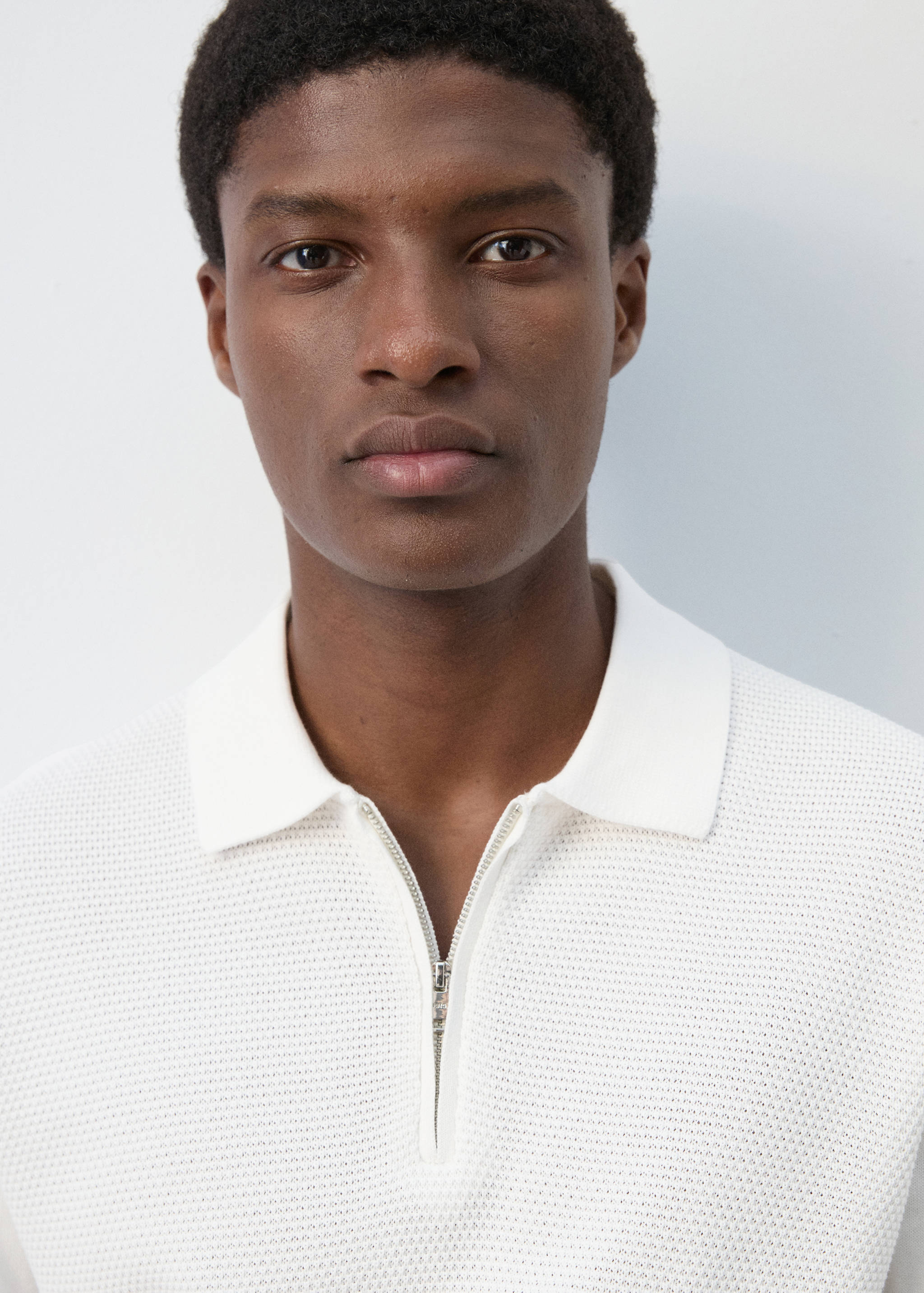 Polo maille ajourée à zip - Détail de l'article 1