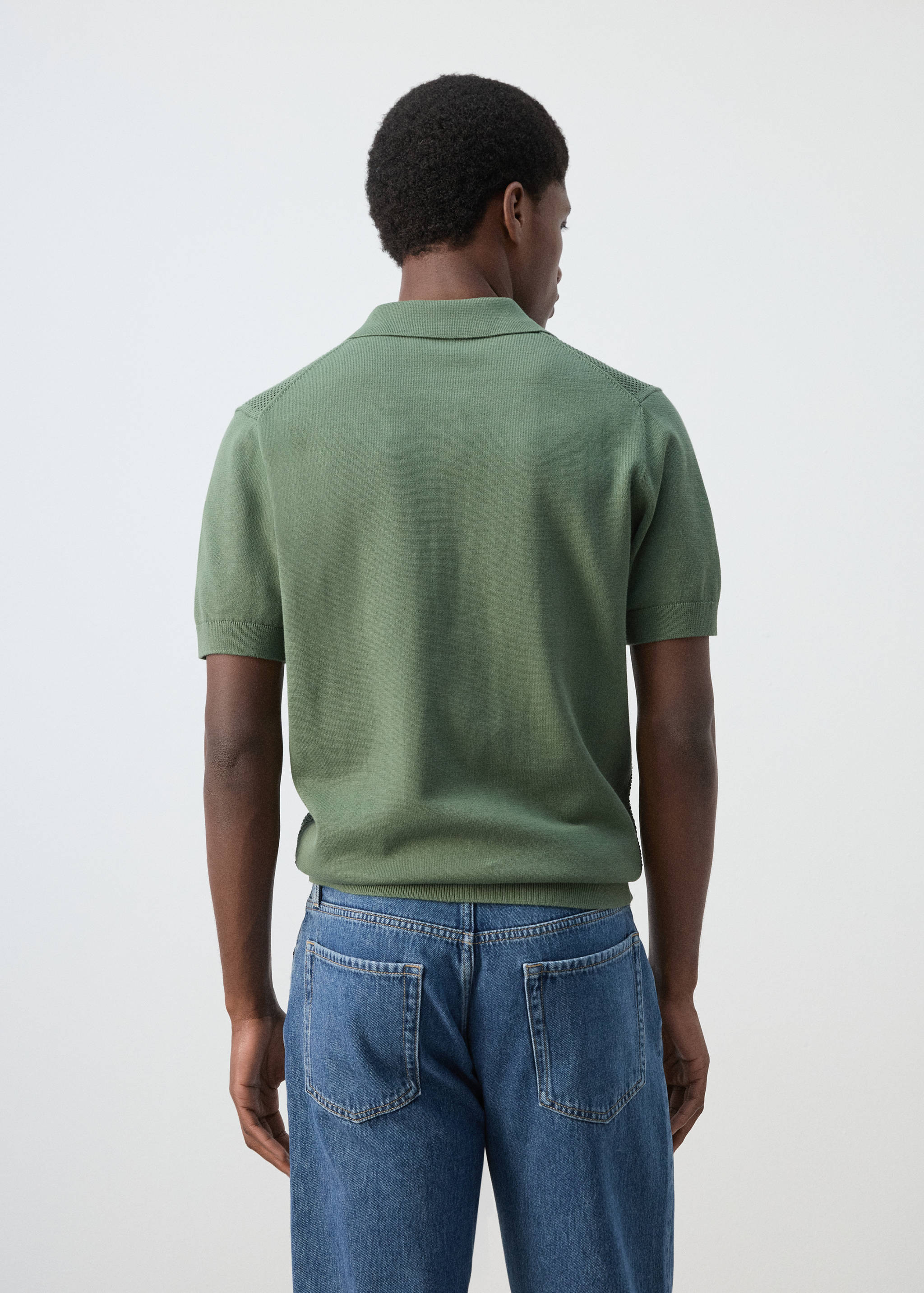 Polo maille ajourée à zip - Verso de l’article