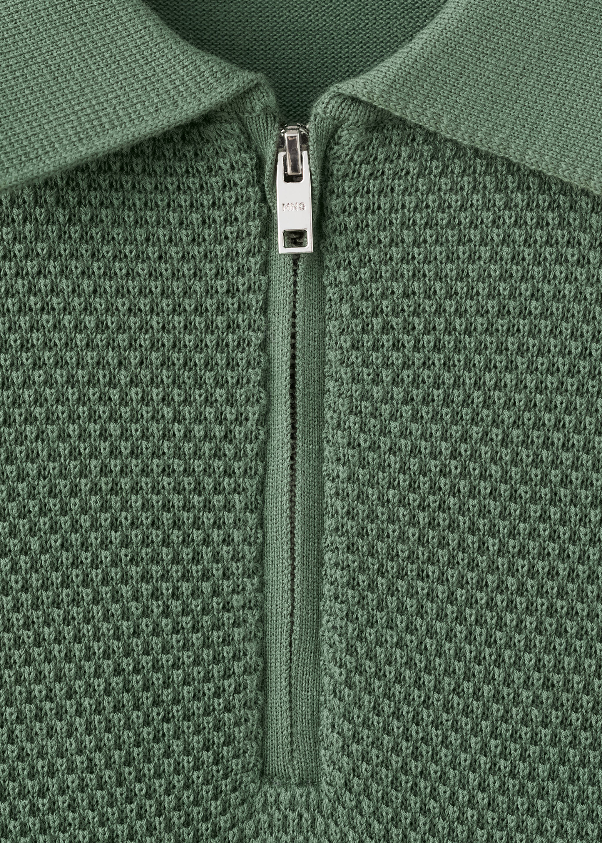 Openwork knitted polo shirt with zip - Details of the article 8