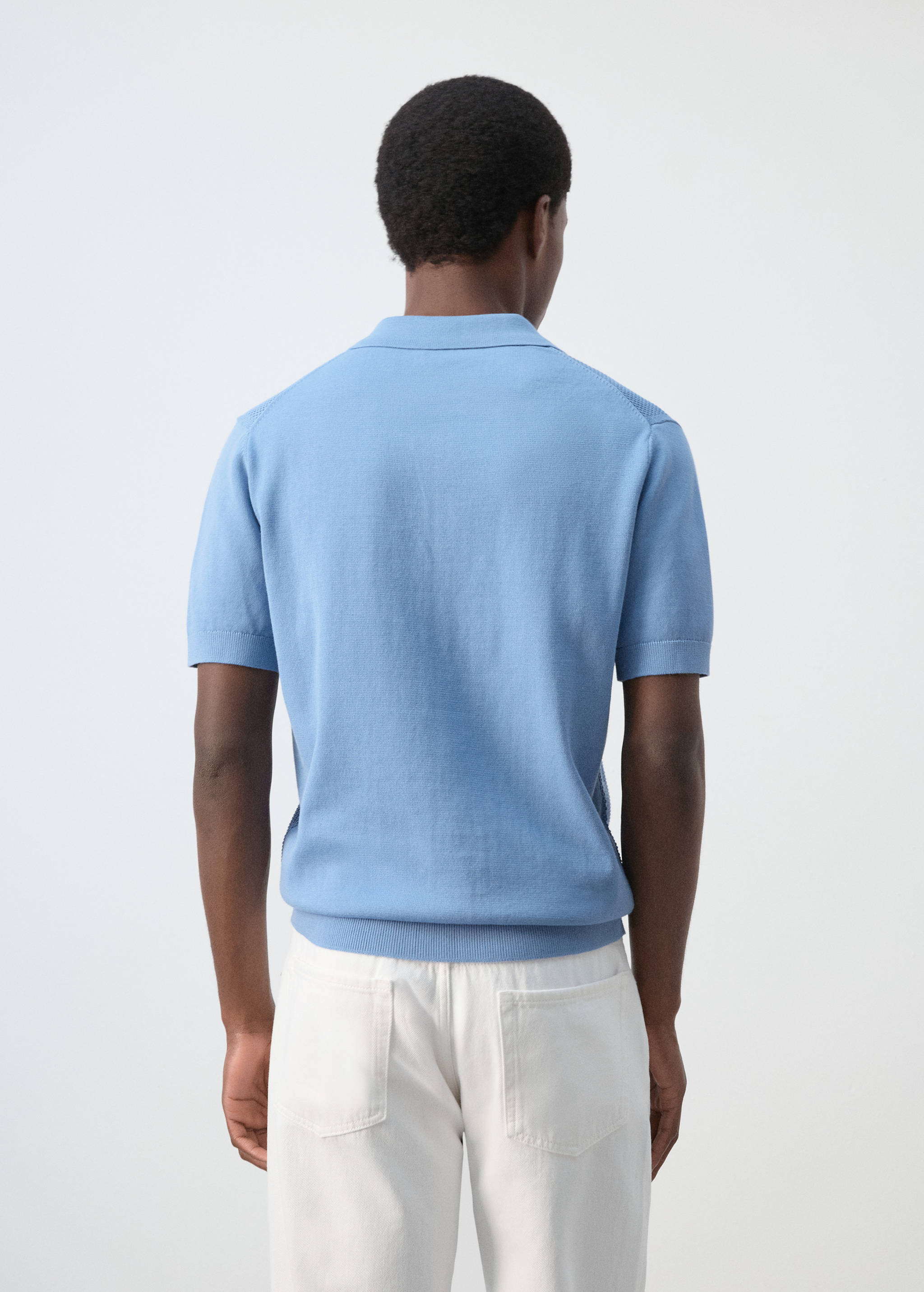 Polo maille ajourée à zip - Verso de l’article