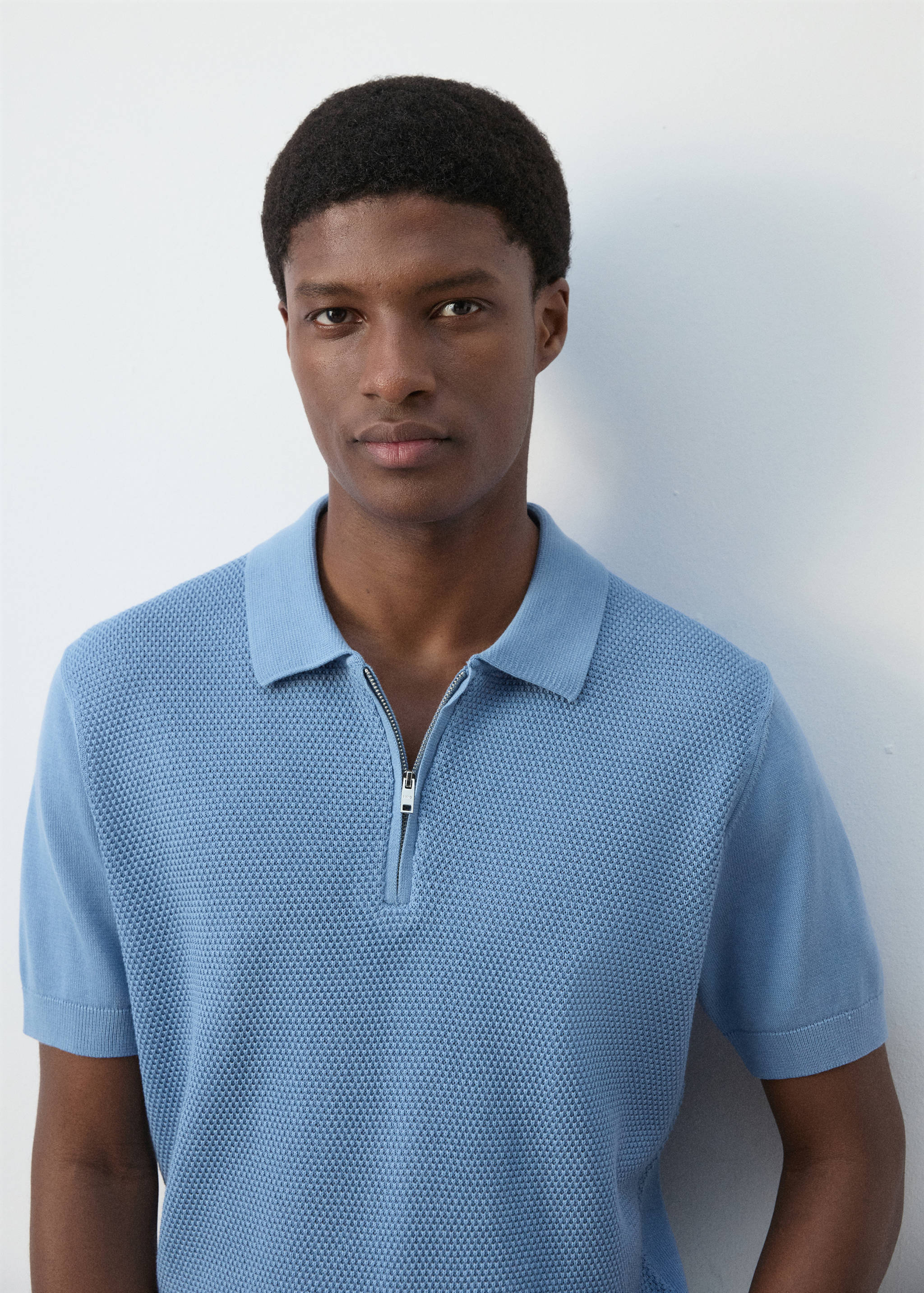 Polo maille ajourée à zip - Détail de l'article 1