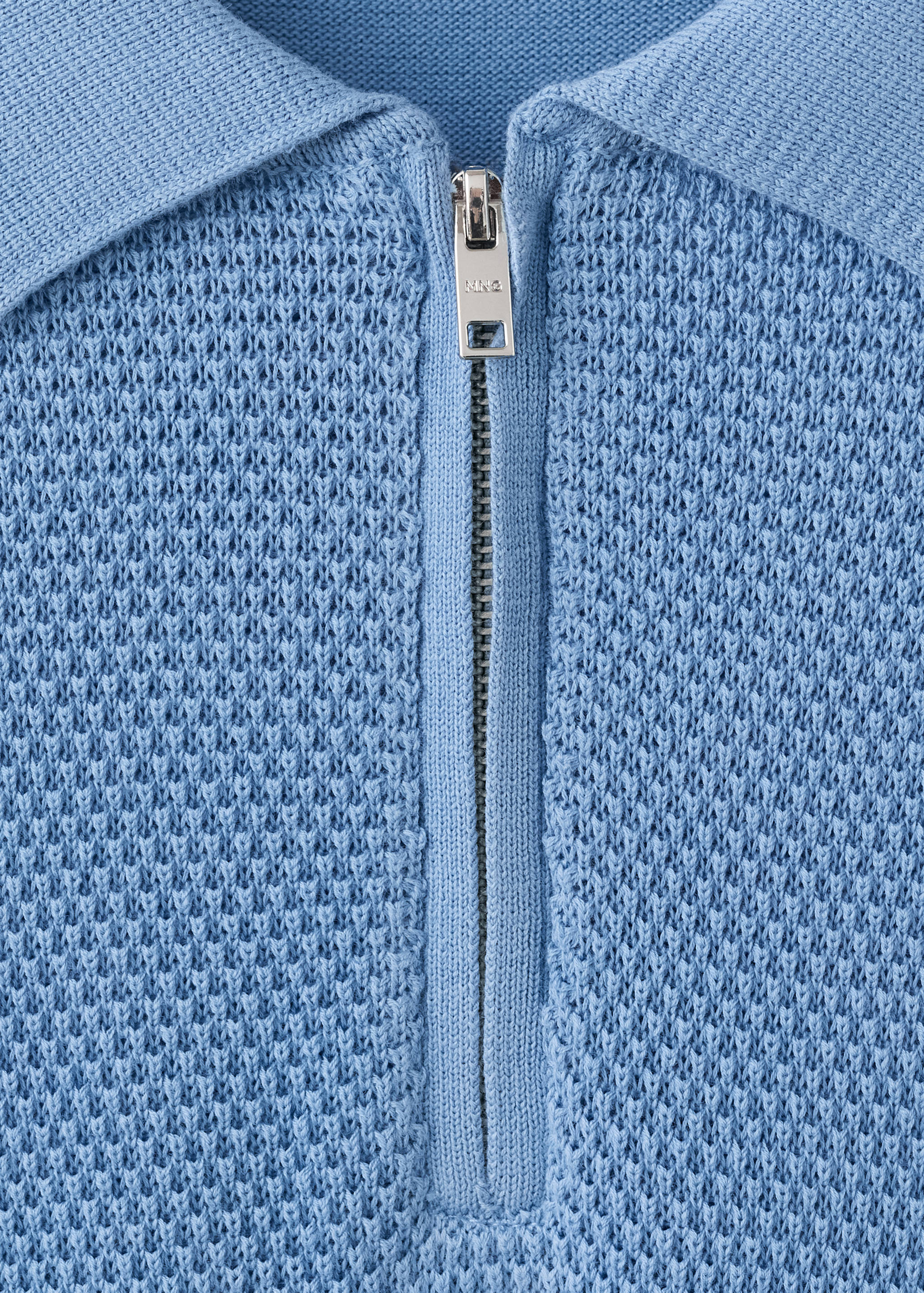 Openwork knitted polo shirt with zip - Details of the article 8