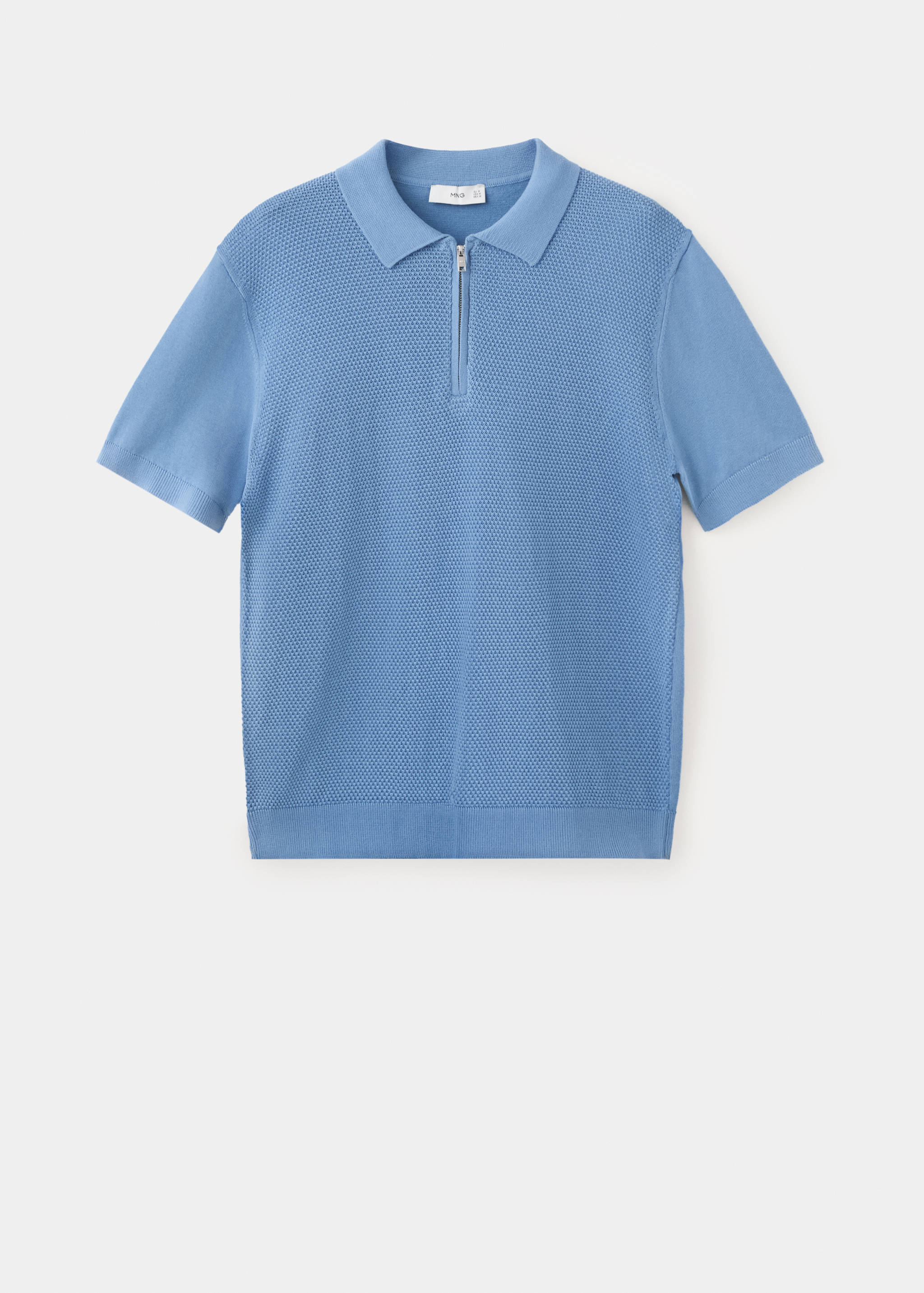 Openwork knitted polo shirt with zip - Article without model