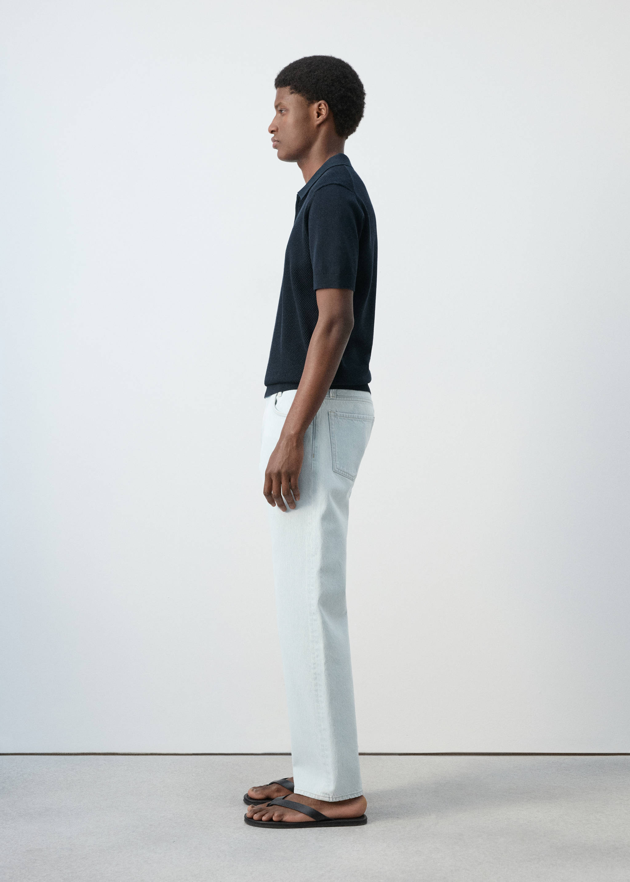 Openwork knitted polo shirt with zip - Details of the article 2