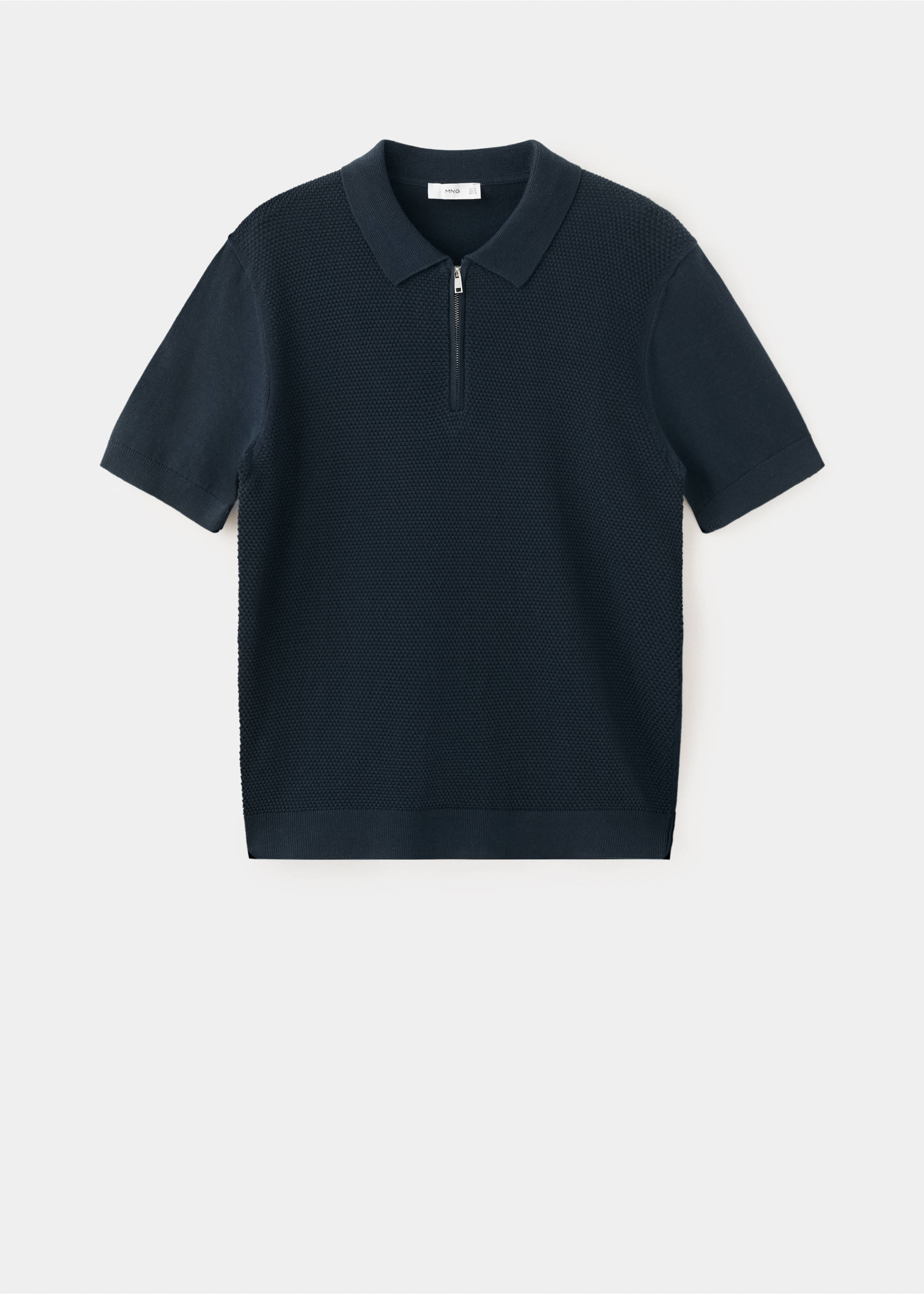 Polo maille ajourée à zip - Article sans modèle, Bleu marine. Ref: 27059208-00.