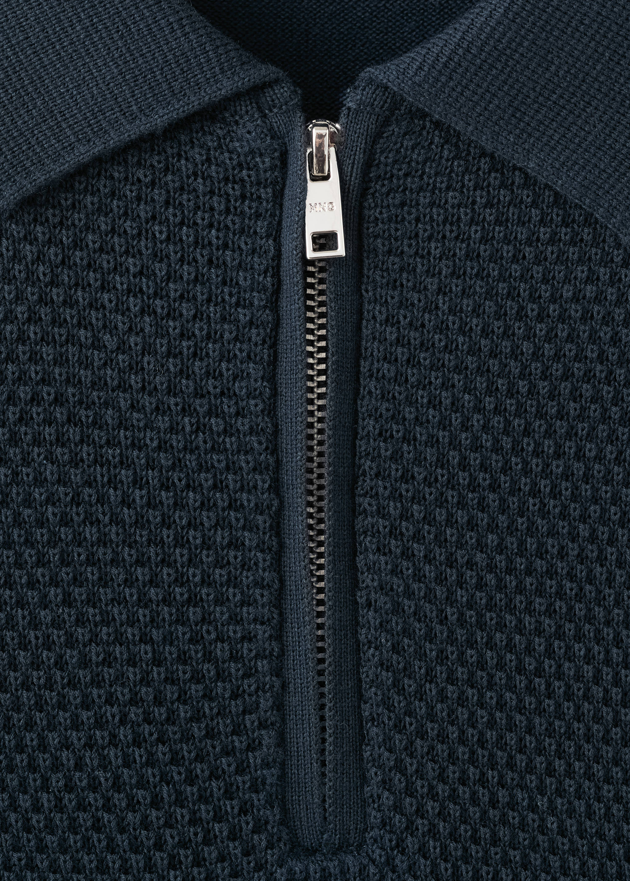 Openwork knitted polo shirt with zip - Details of the article 8