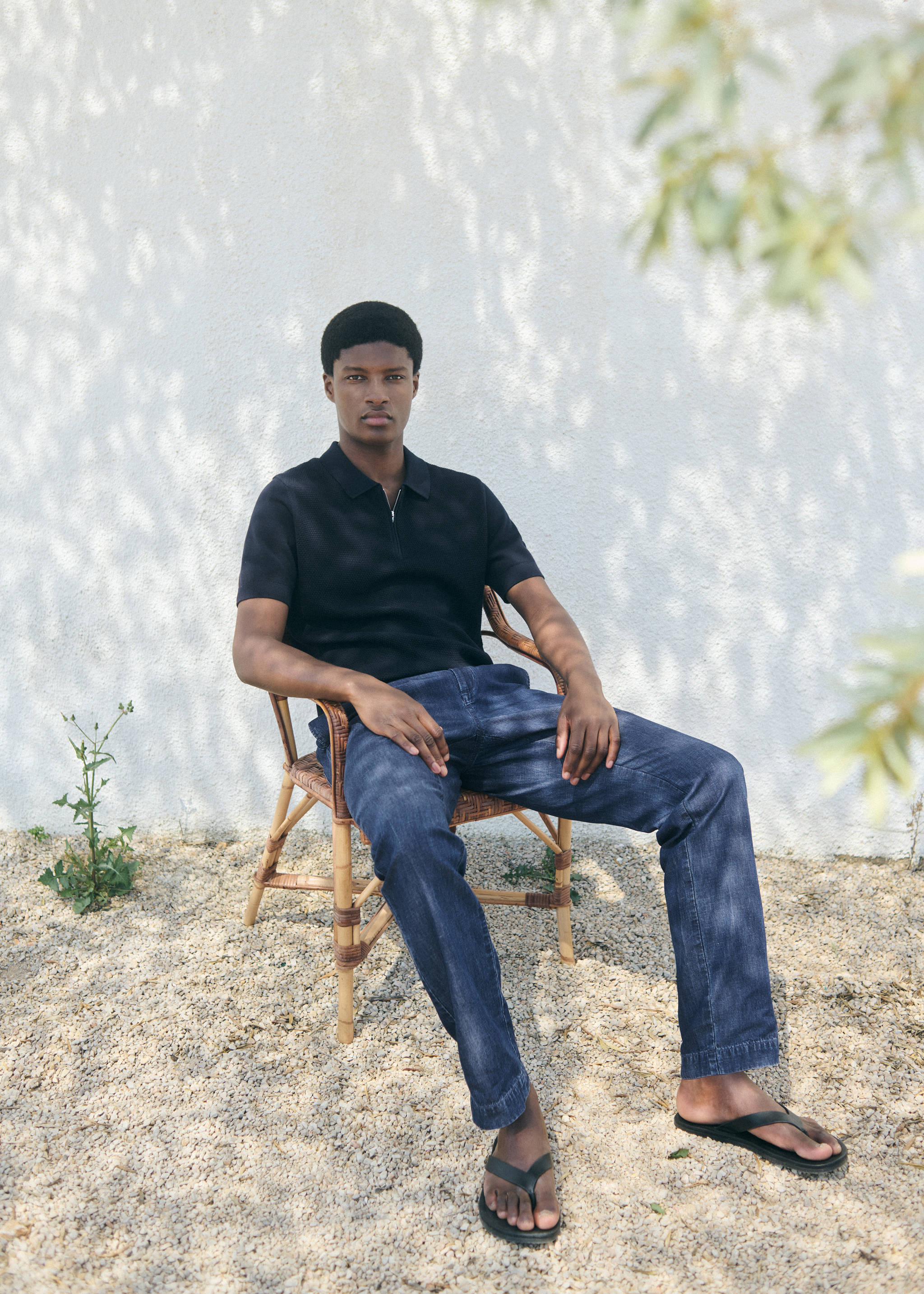 Openwork knitted polo shirt with zip - Details of the article 5