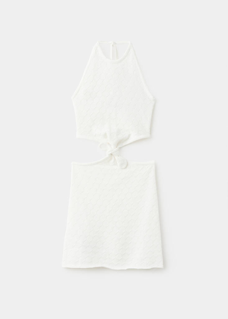 Halter dress with knot detail — Off White
