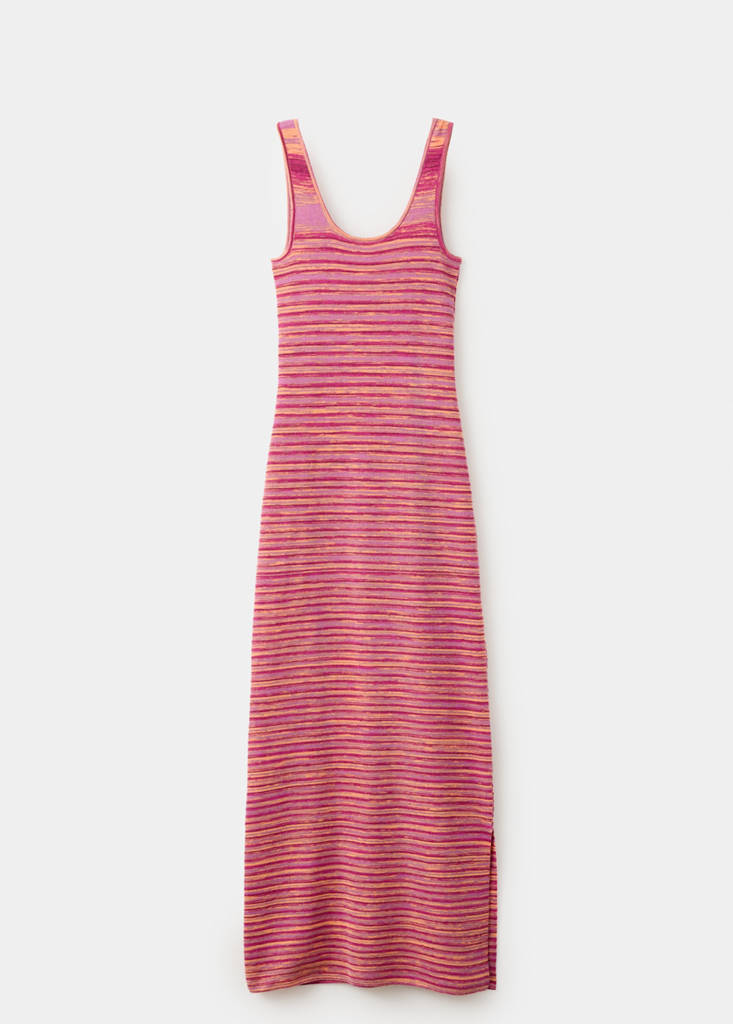 Printed dress with side opening — Pink