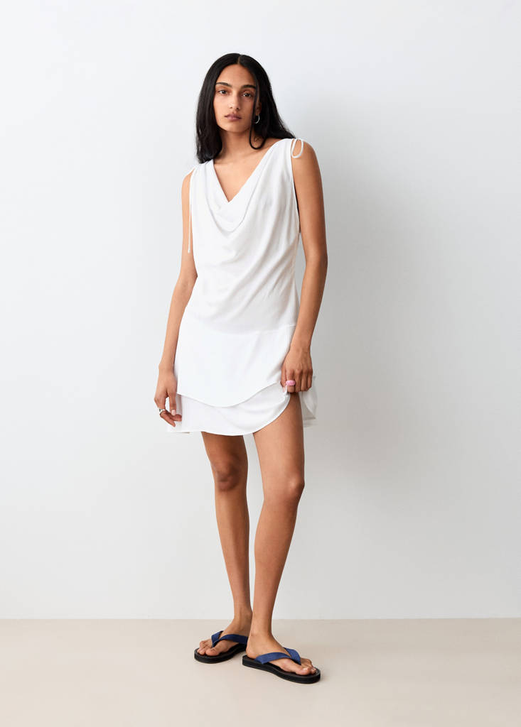 Flowing draped dress — Off White