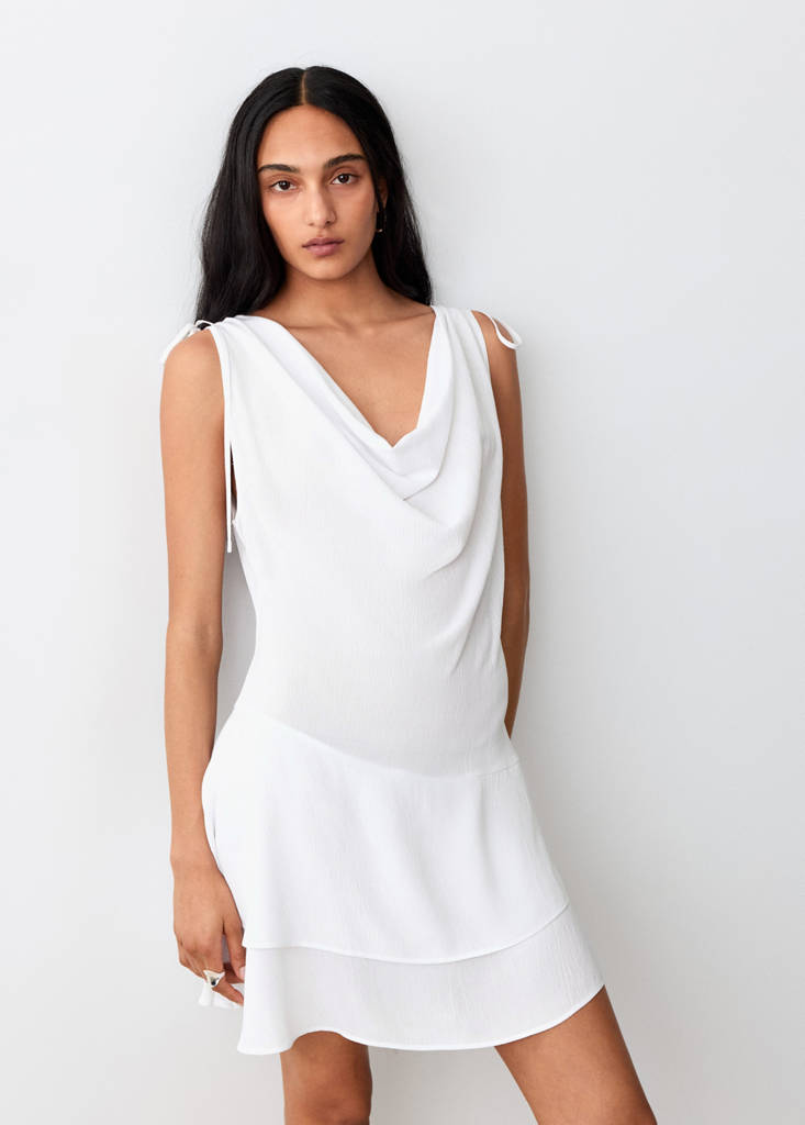 Flowing draped dress — Off White