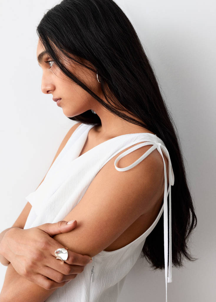 Flowing draped dress — Off White