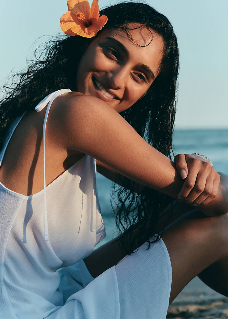 Flowing draped dress — Off White