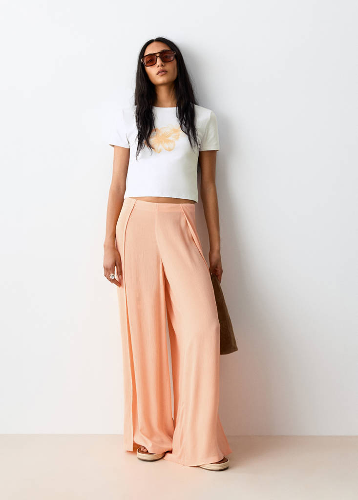 Fluid trousers with side openings — Peach