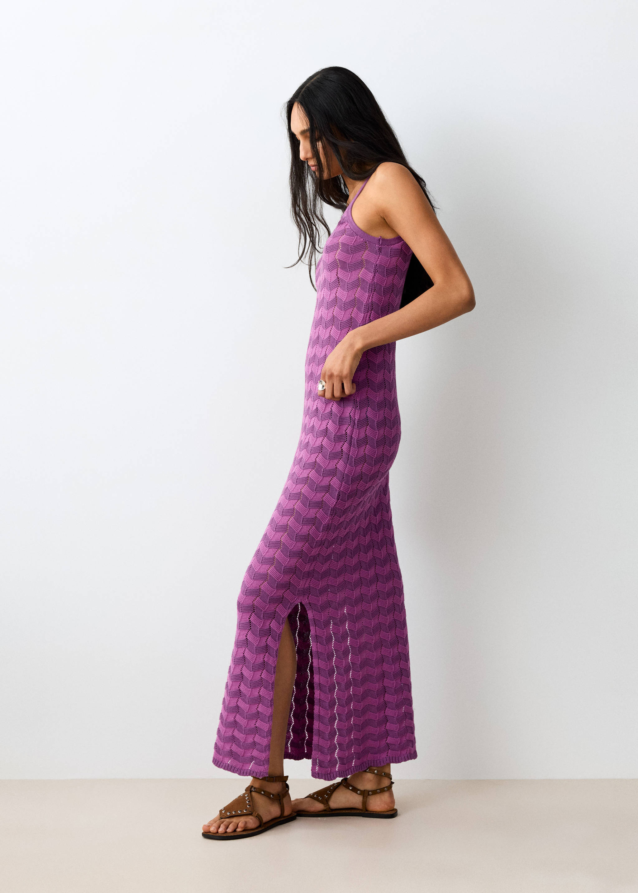 Open-knit dress with side opening - Medium plane