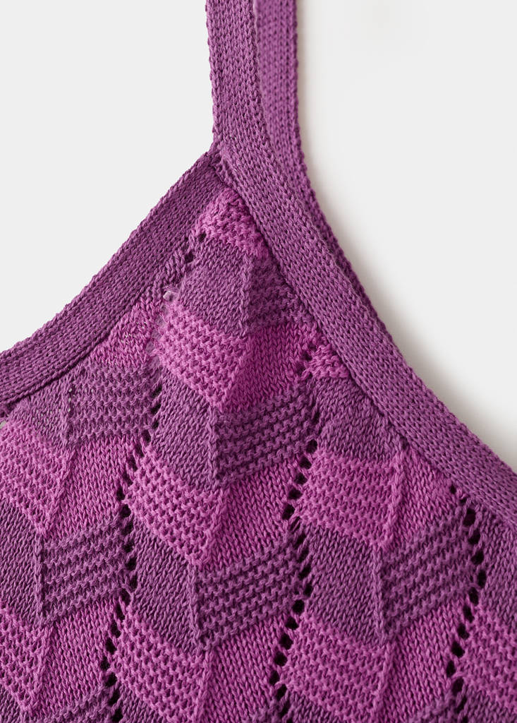 Open-knit dress with side opening — Purple
