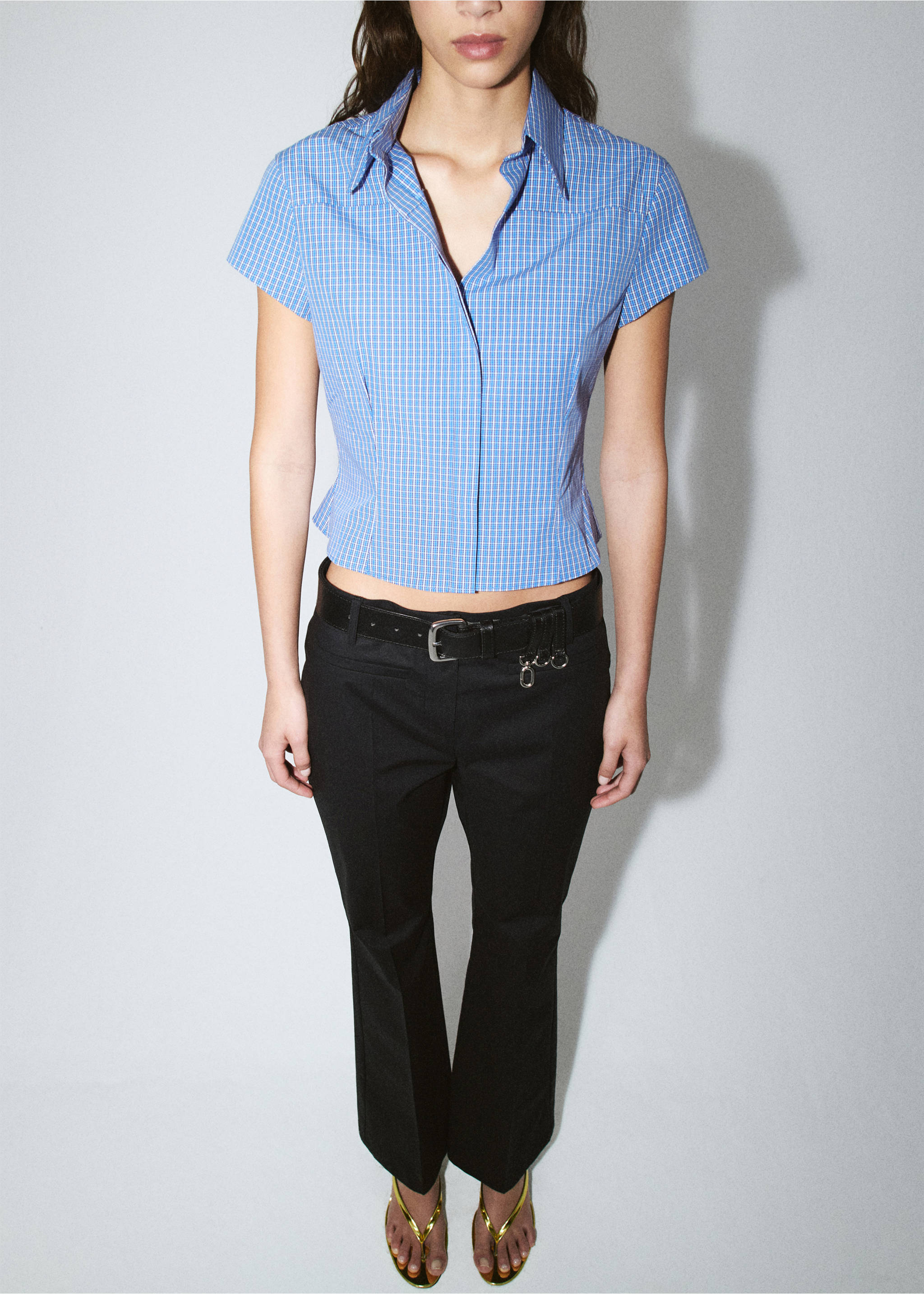 Straight-leg trousers with seam detail - General plane, Black. Ref: 27059216-00.