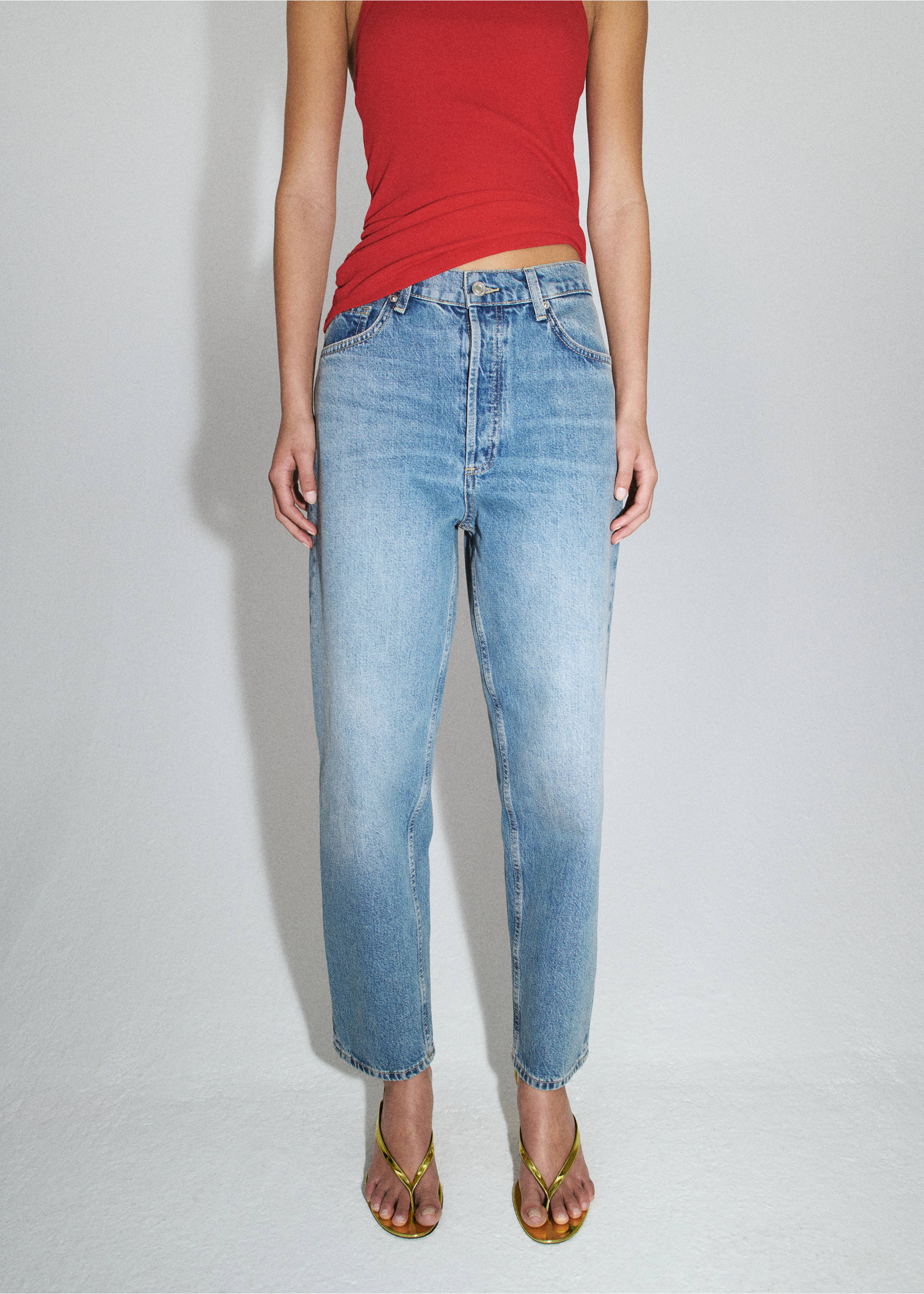 High-waisted Mom-fit jeans - General plane, Medium Blue. Ref: 27059217-00.