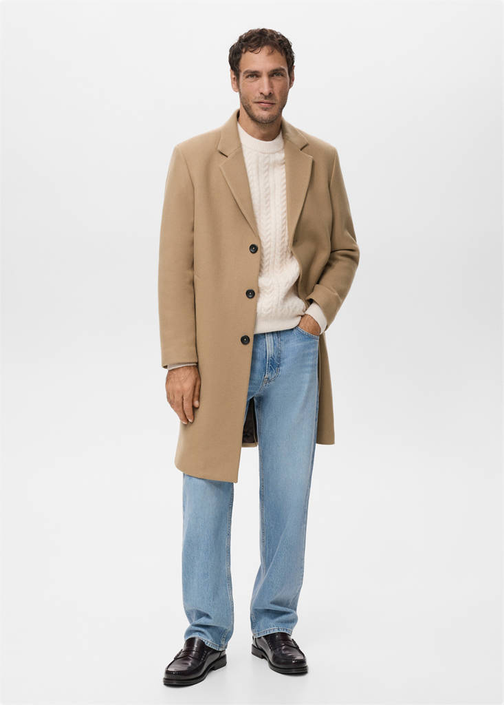 Manteco wool coat with lapels — Medium Brown